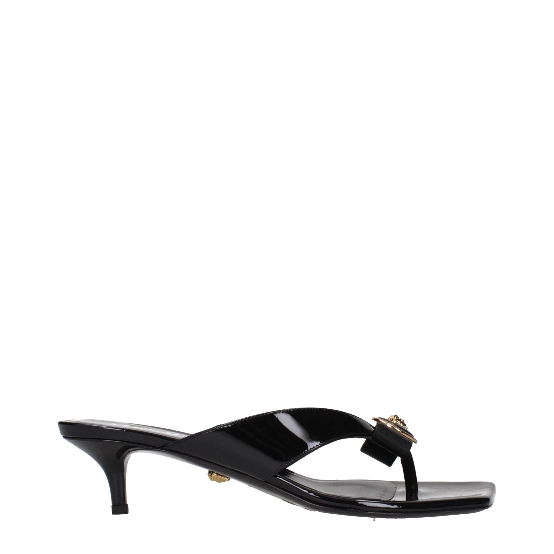 Versace Black Leather Stiletto Heel Sandals | Regal Royce