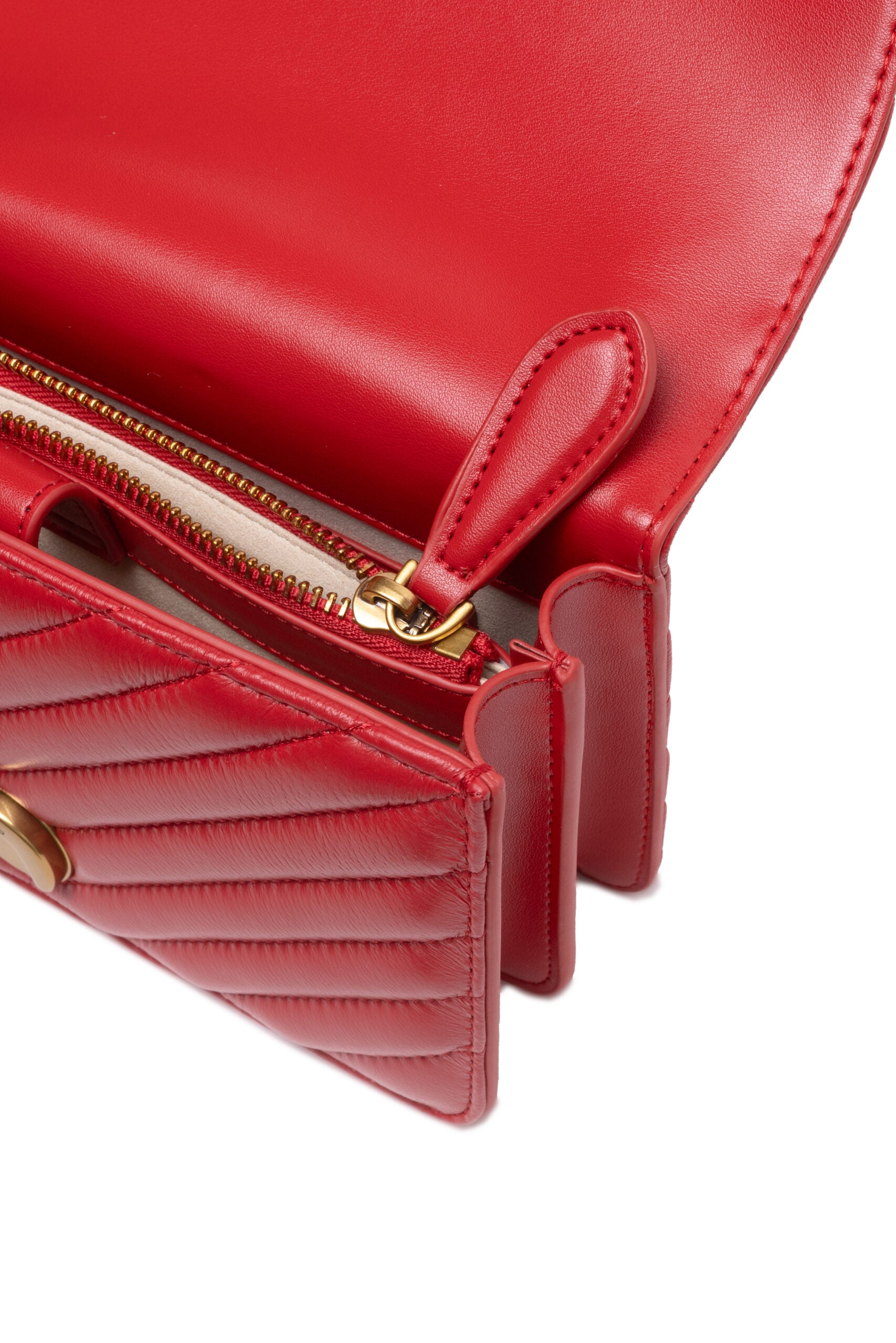 PINKO Red Leather Love One Mini Shoulder Bag | Regal Royce