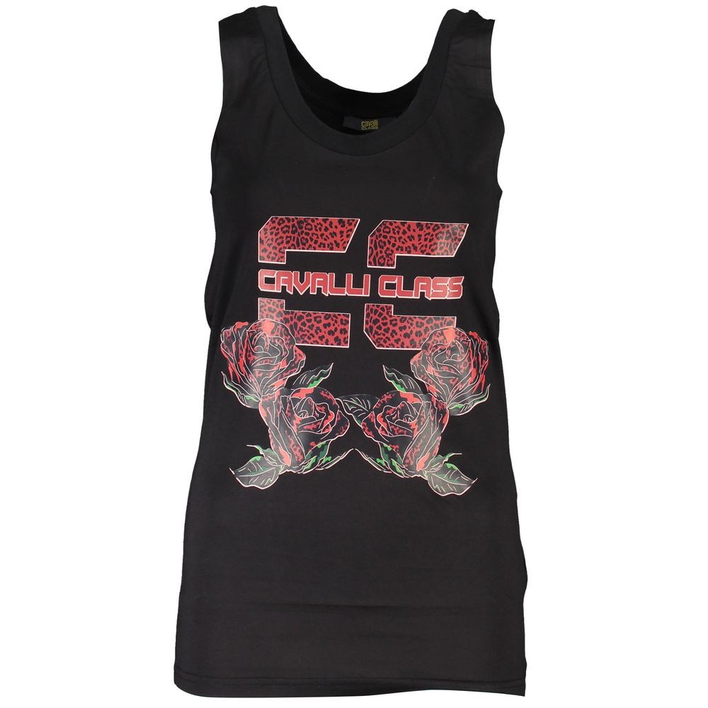 Cavalli Class Black Cotton Women Tank Top | Regal Royce