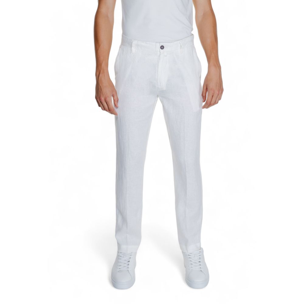 Borghese White Linen Casual Pants | Regal Royce