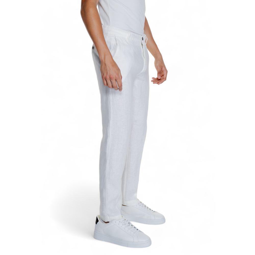 Borghese White Linen Casual Pants | Regal Royce