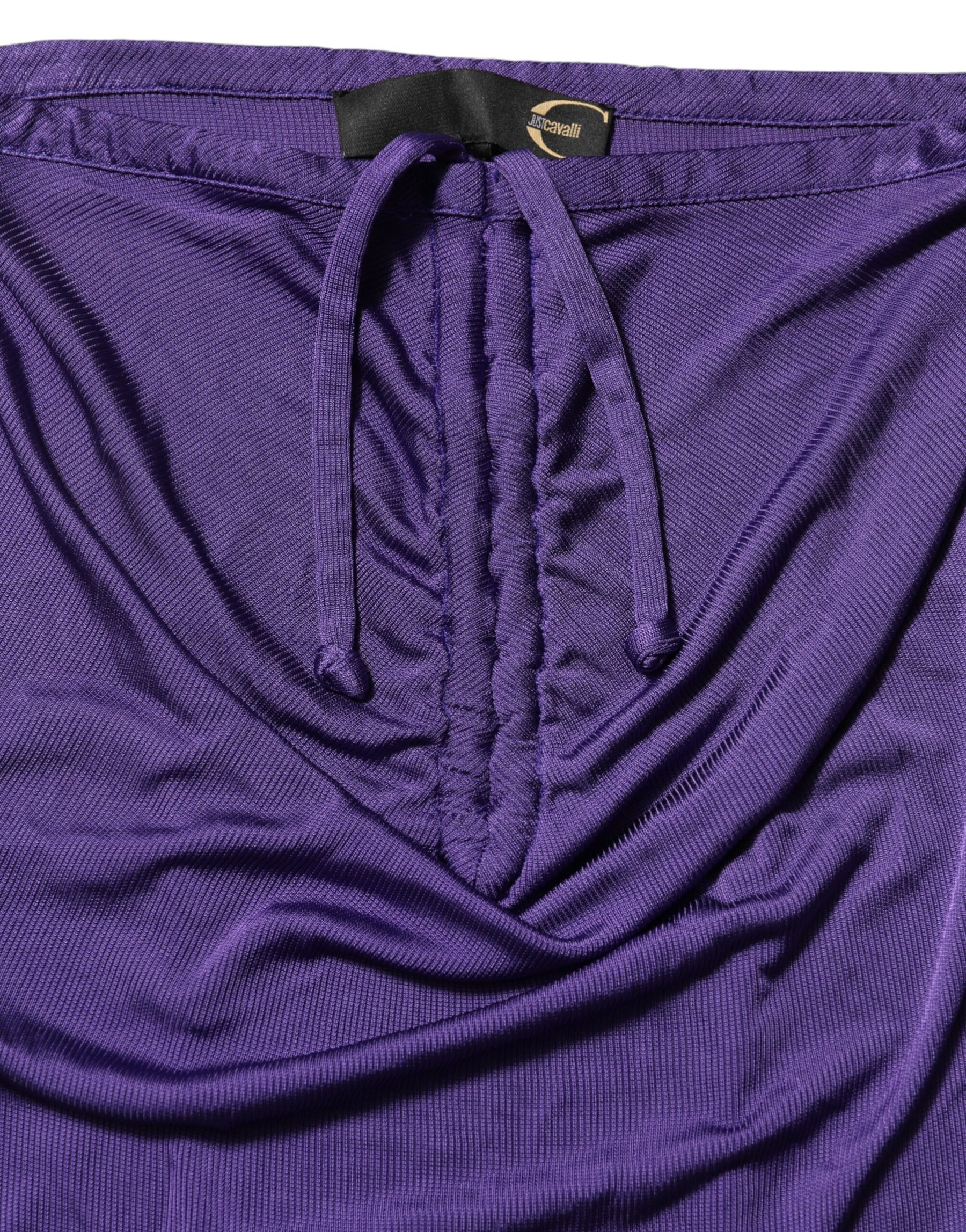 Cavalli Class Purple Viscose Elastane Strapless Bodycon Dress | Regal Royce