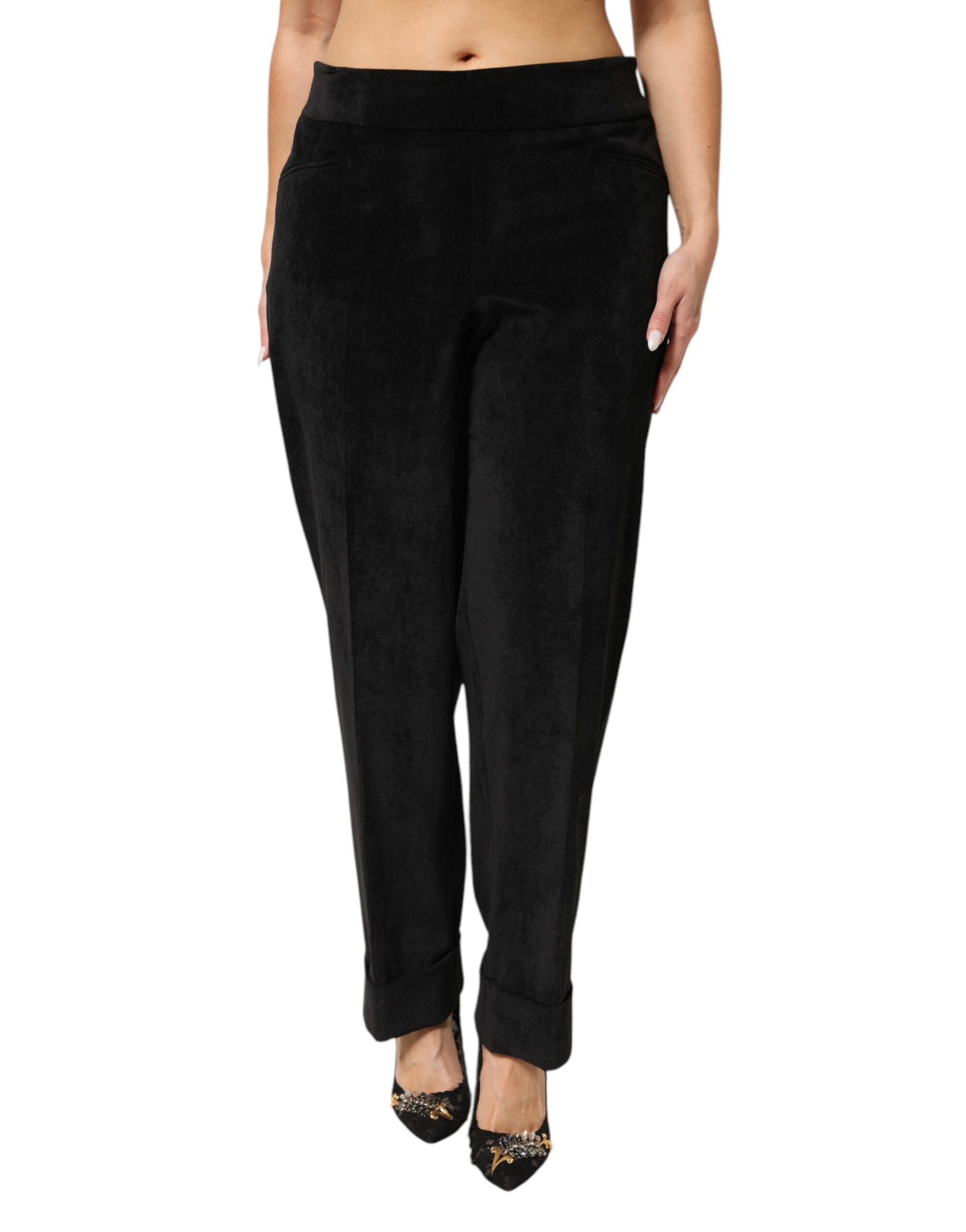 BENCIVENGA Black High Waist Straight Dress Trouser Pants | Regal Royce