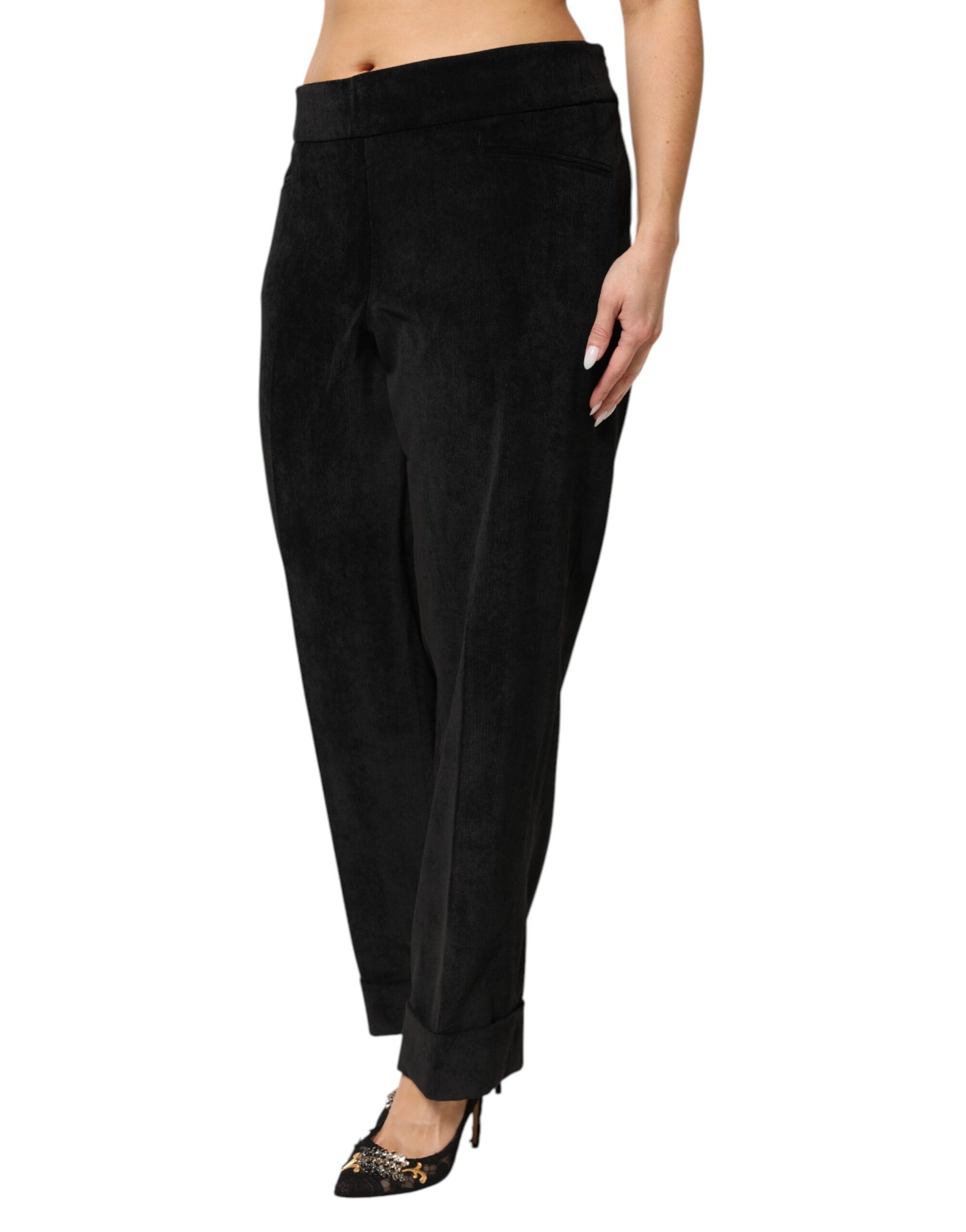 BENCIVENGA Black High Waist Straight Dress Trouser Pants | Regal Royce