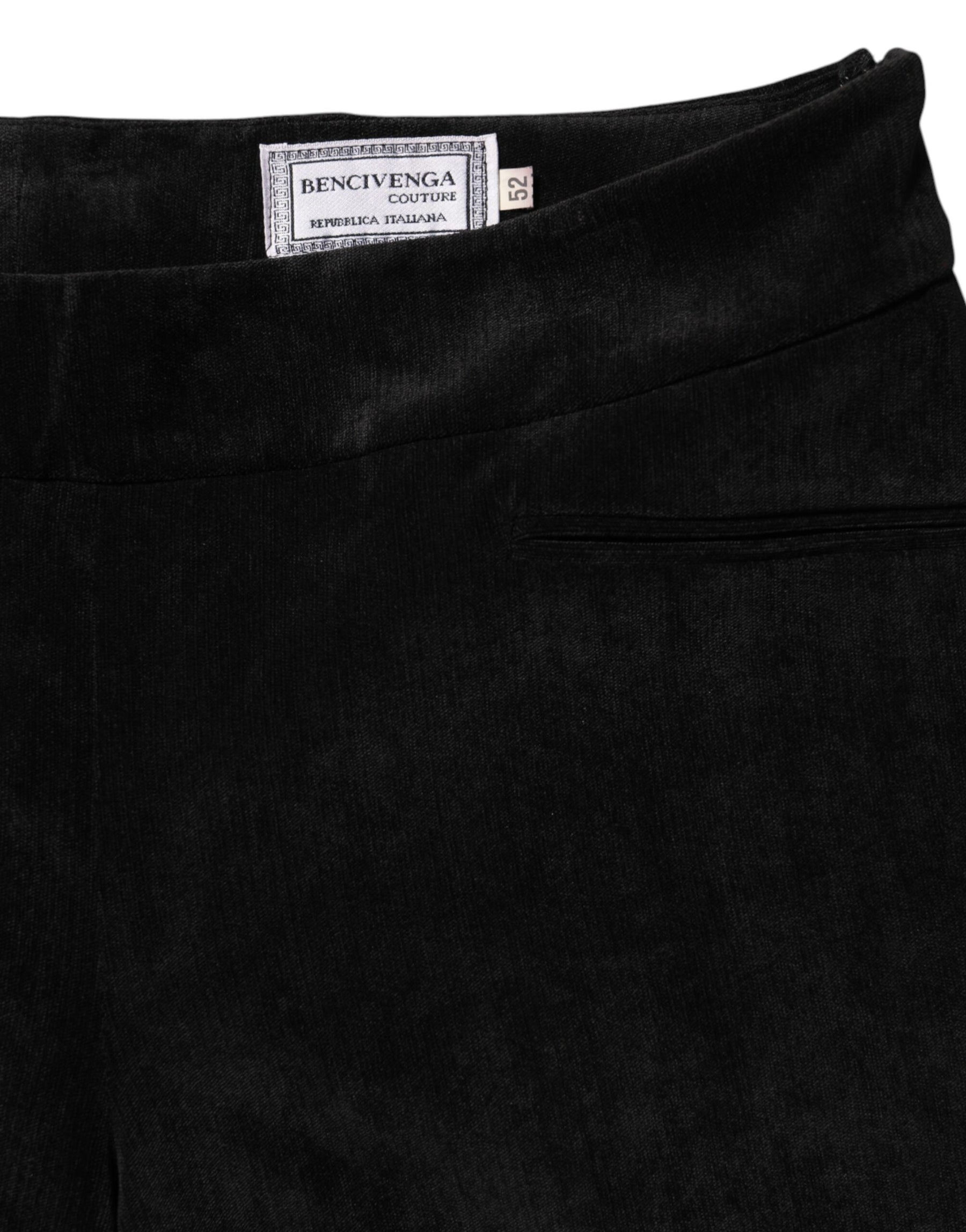 BENCIVENGA Black High Waist Straight Dress Trouser Pants | Regal Royce