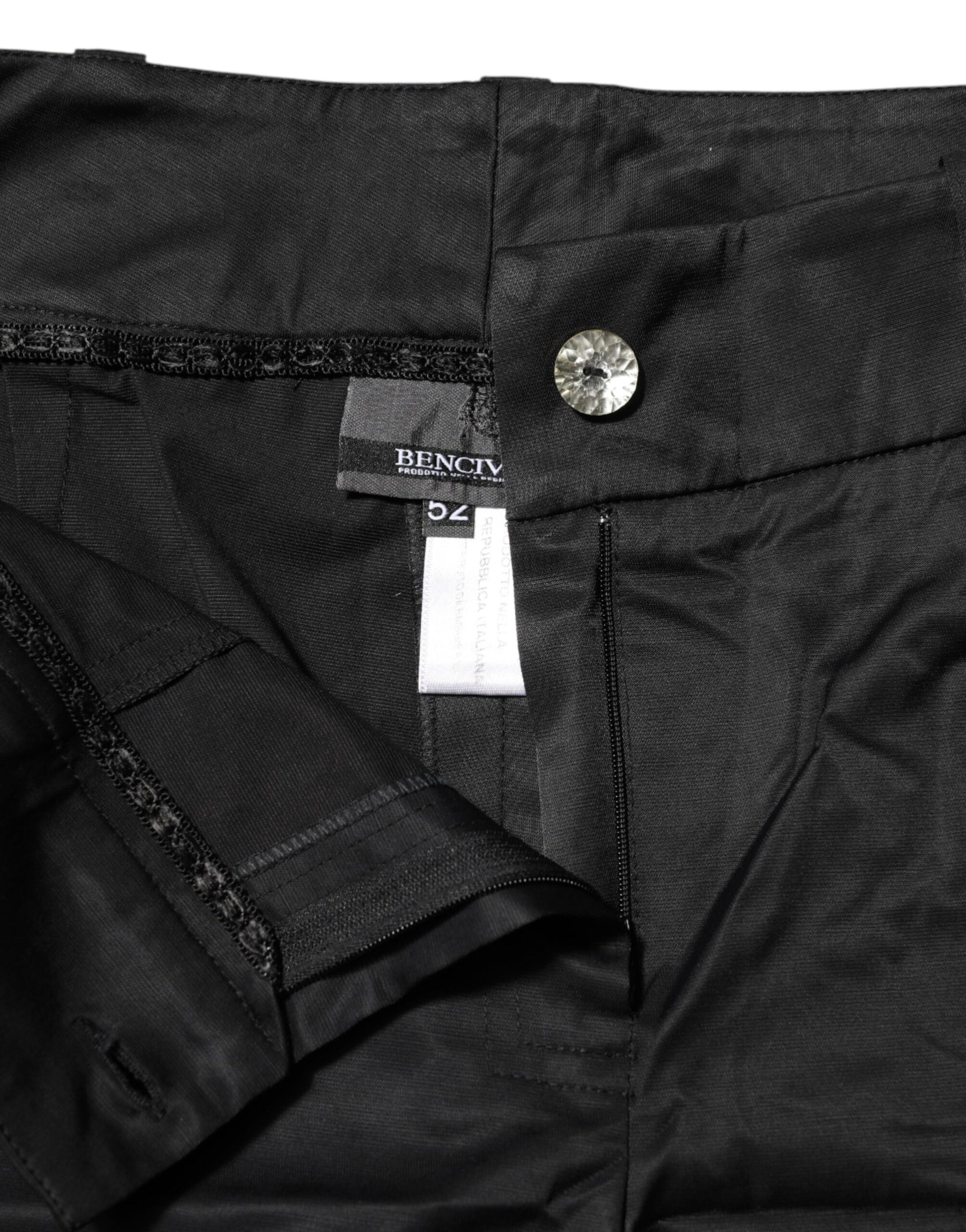 BENCIVENGA Black Cotton Blend Cropped Straight Leg Pants | Regal Royce