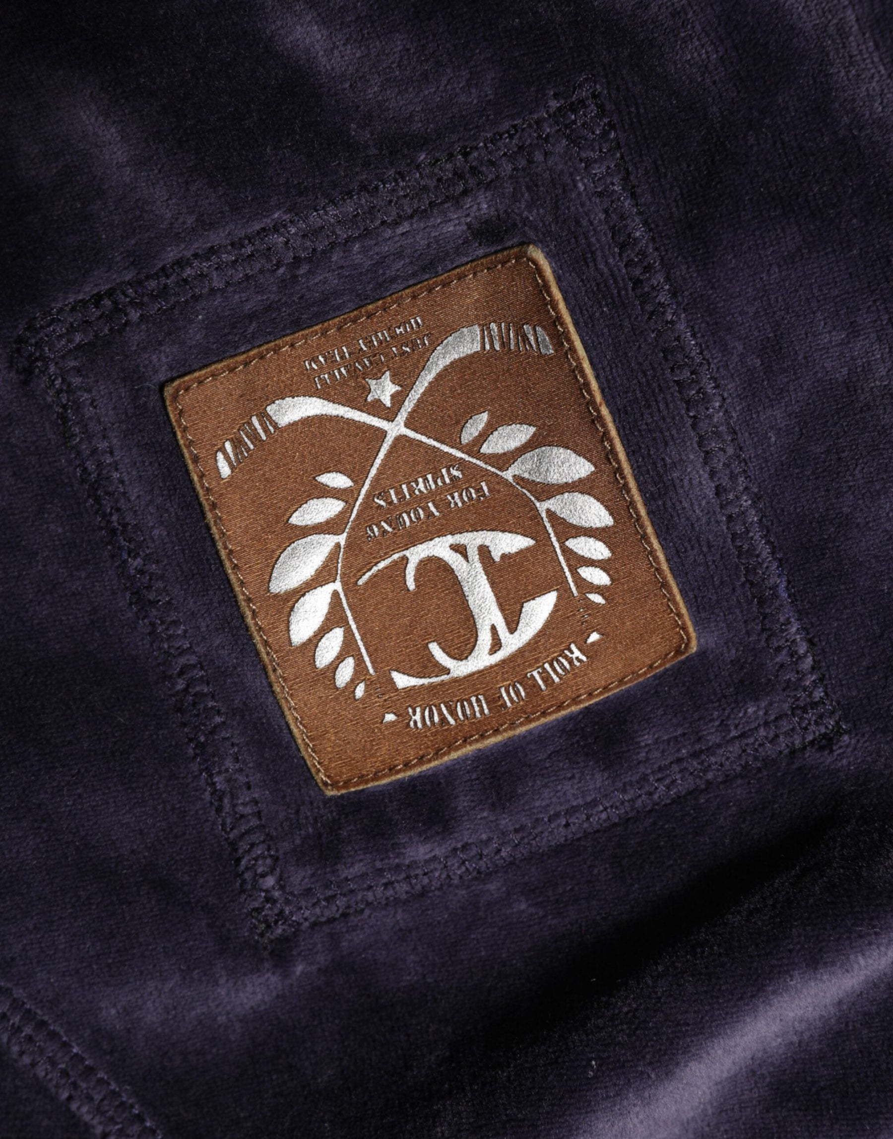 Cavalli Class Purple Cotton Blend Velvet Zip-Up Hoodie Sweatshirt Sweater | Regal Royce