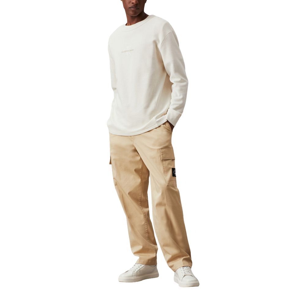 Calvin Klein Jeans Beige Recycled Cotton Casual Pants | Regal Royce