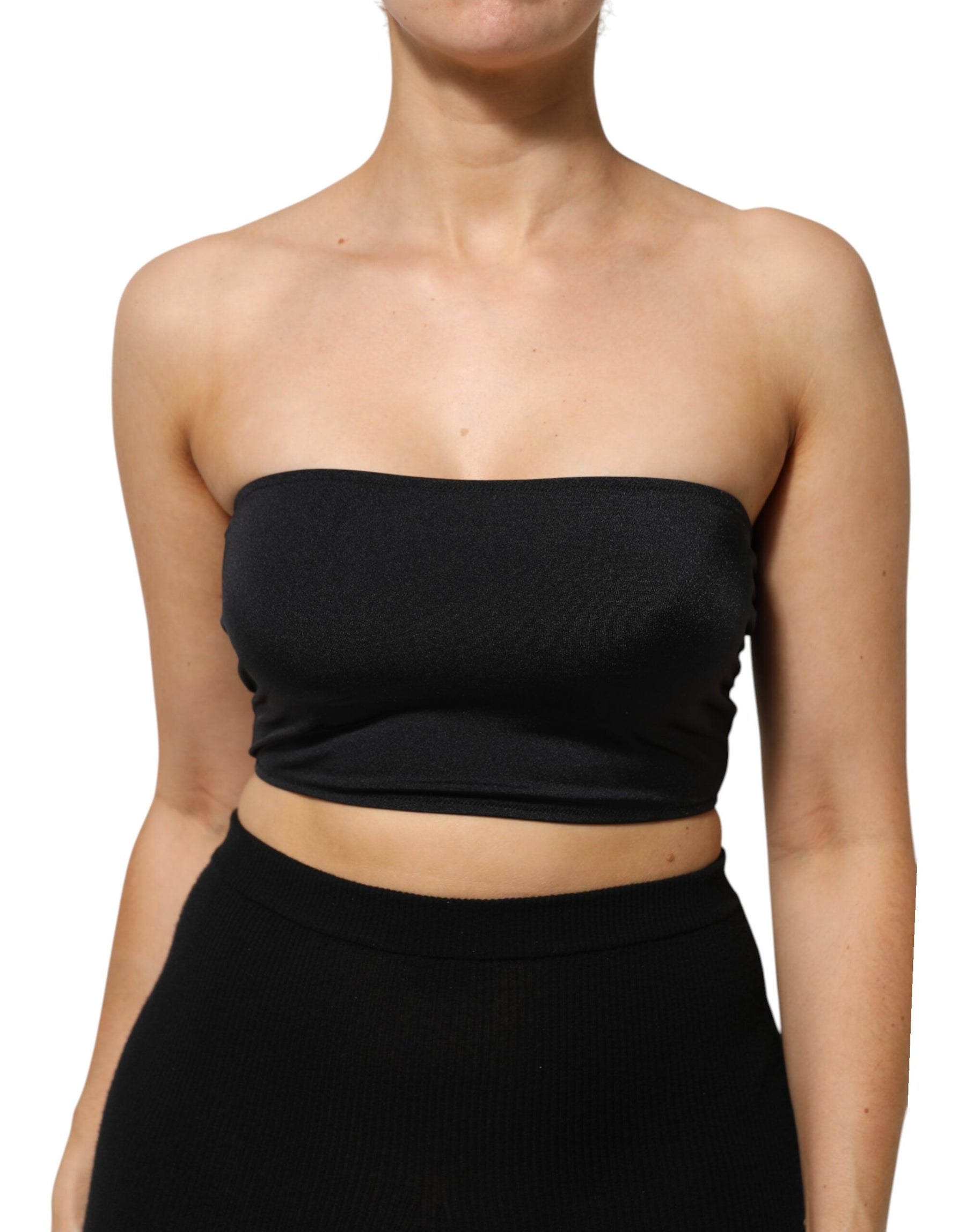 Dolce & Gabbana Black Nylon Blend Bandeau Strapless Tube Top | Regal Royce