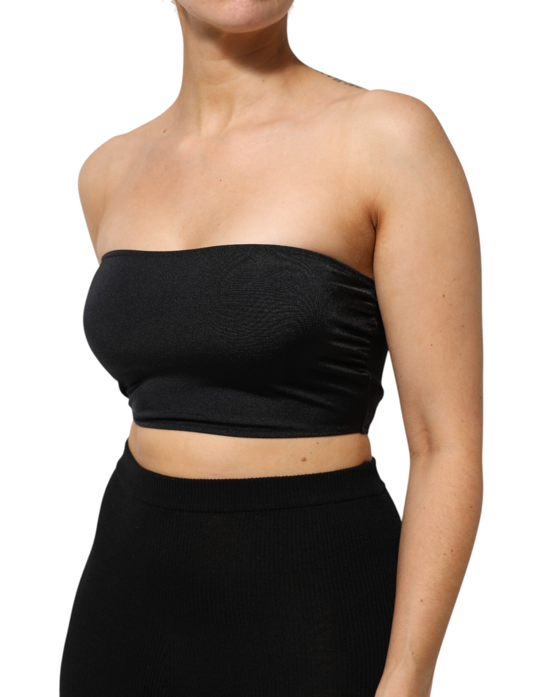Dolce & Gabbana Black Nylon Blend Bandeau Strapless Tube Top | Regal Royce