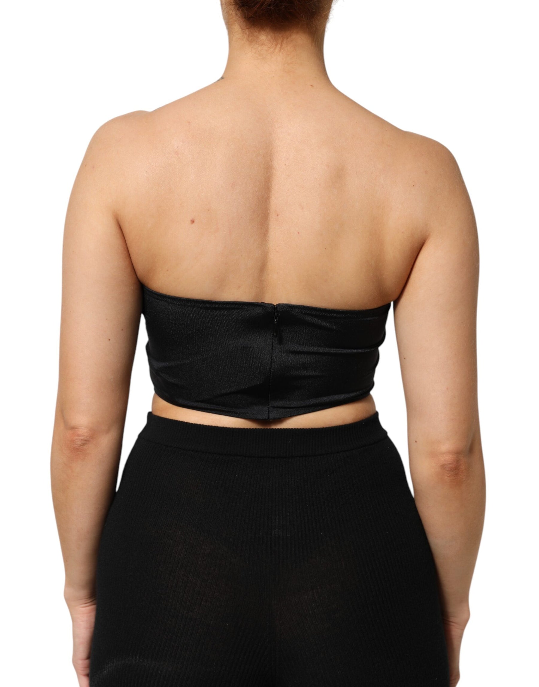 Dolce & Gabbana Black Nylon Blend Bandeau Strapless Tube Top | Regal Royce