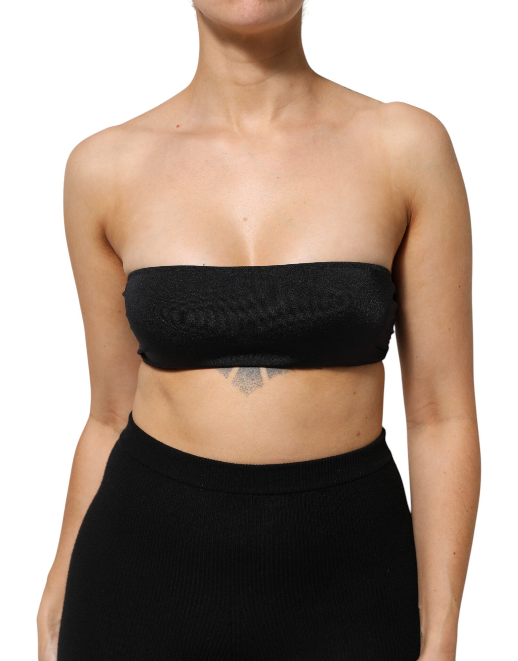 Dolce & Gabbana Black Nylon Blend Bandeau Strapless Tube  Top | Regal Royce