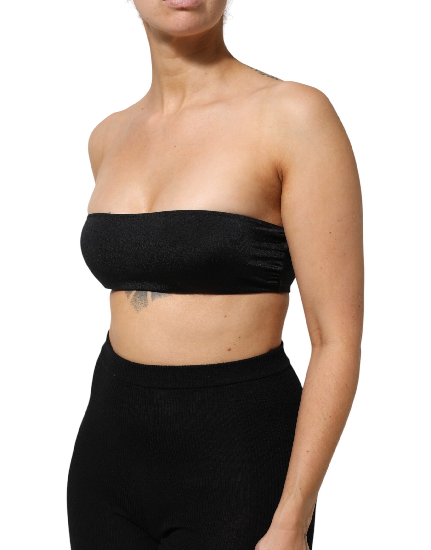 Dolce & Gabbana Black Nylon Blend Bandeau Strapless Tube  Top | Regal Royce