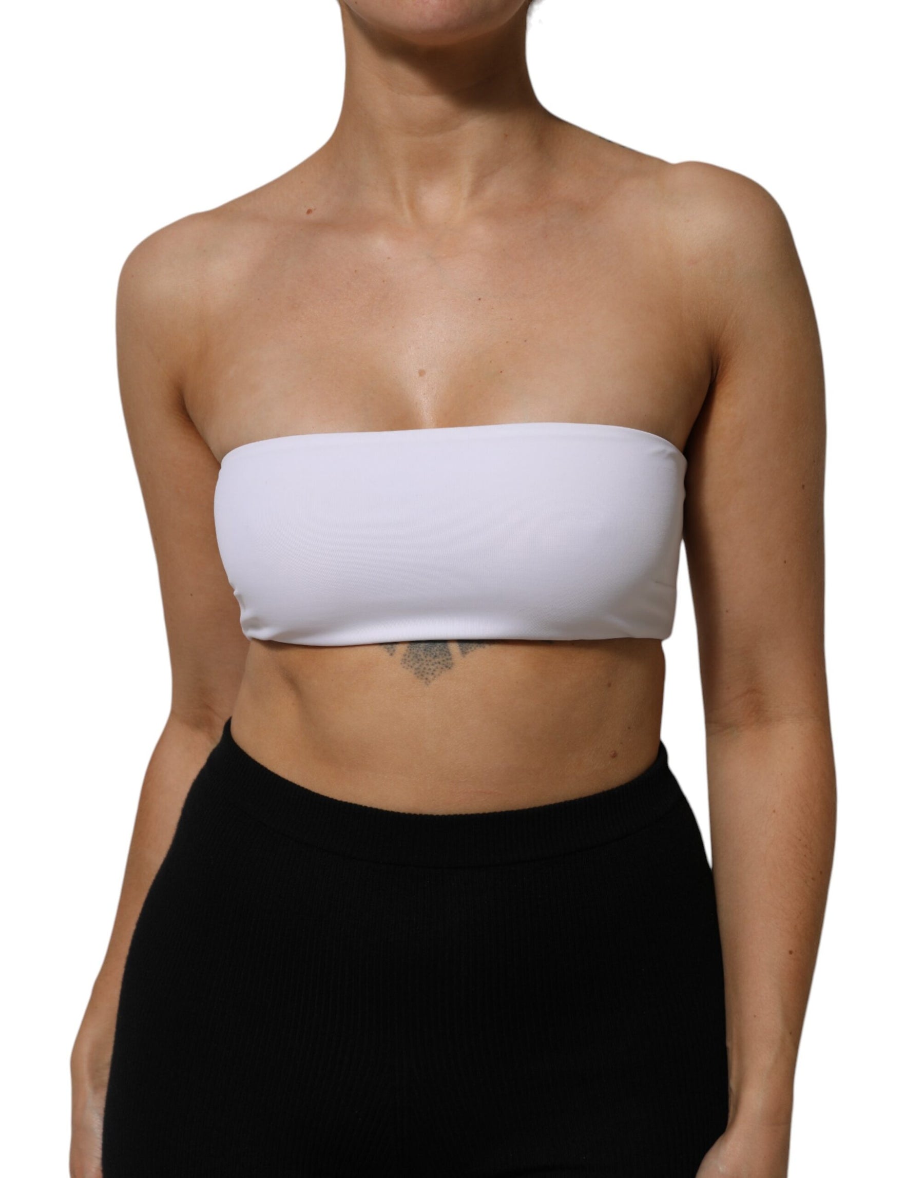 Dolce & Gabbana White Nylon Blend Bandeau Strapless Tube Top | Regal Royce