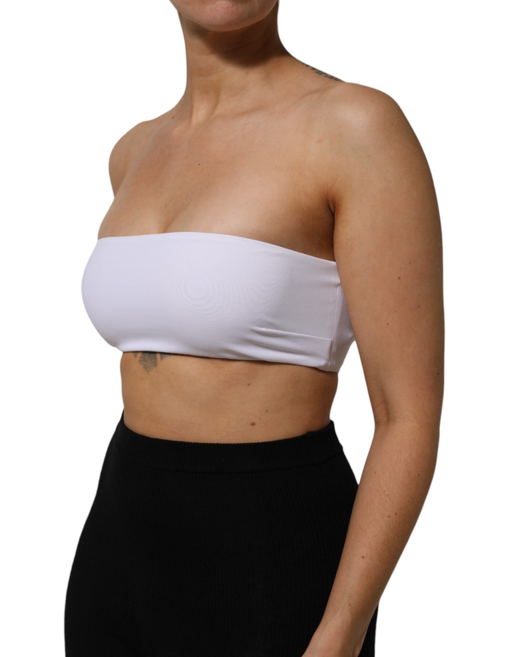 Dolce & Gabbana White Nylon Blend Bandeau Strapless Tube Top | Regal Royce