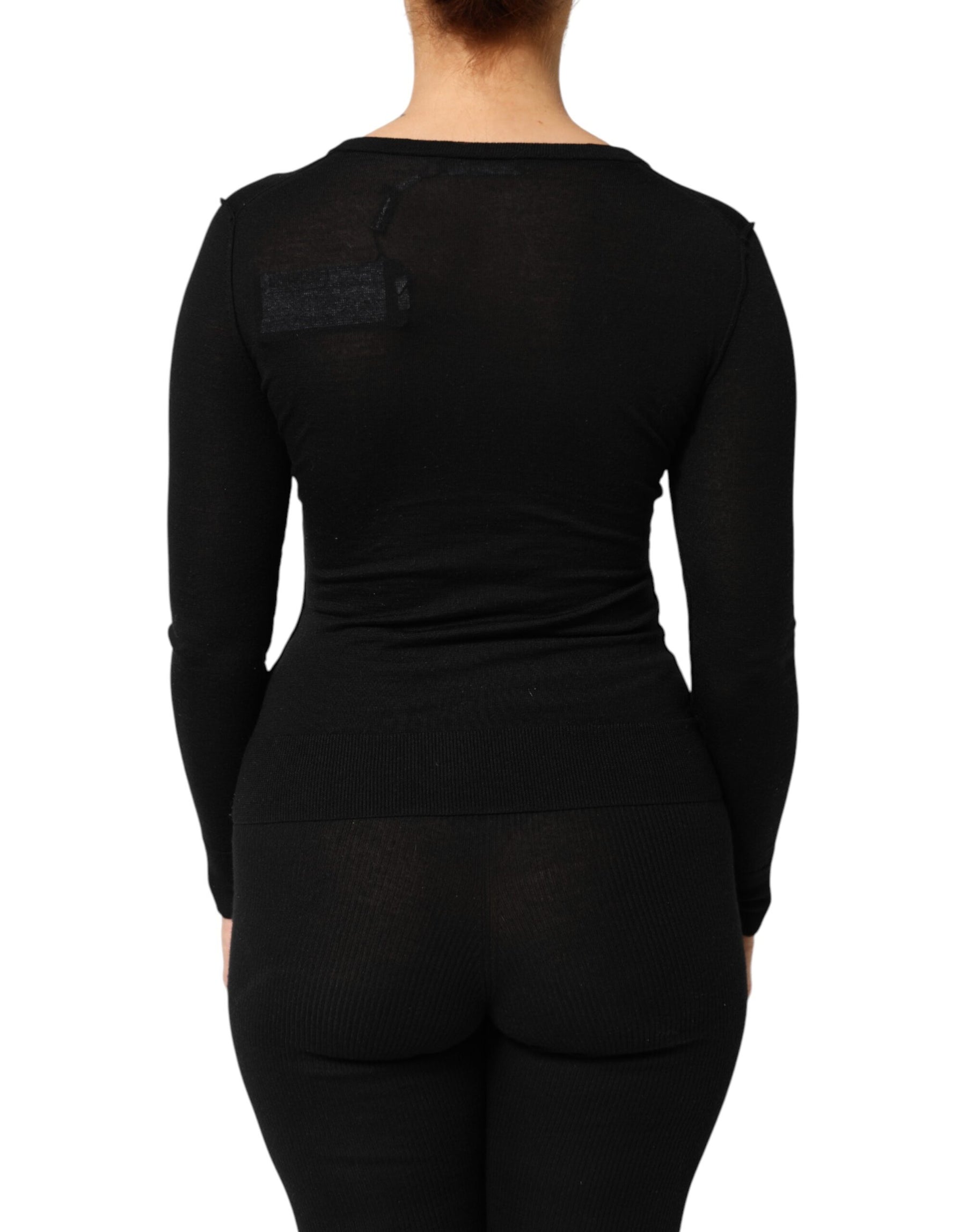 Dolce & Gabbana Black Virgin Wool Buttoned Cardigan Sweater | Regal Royce