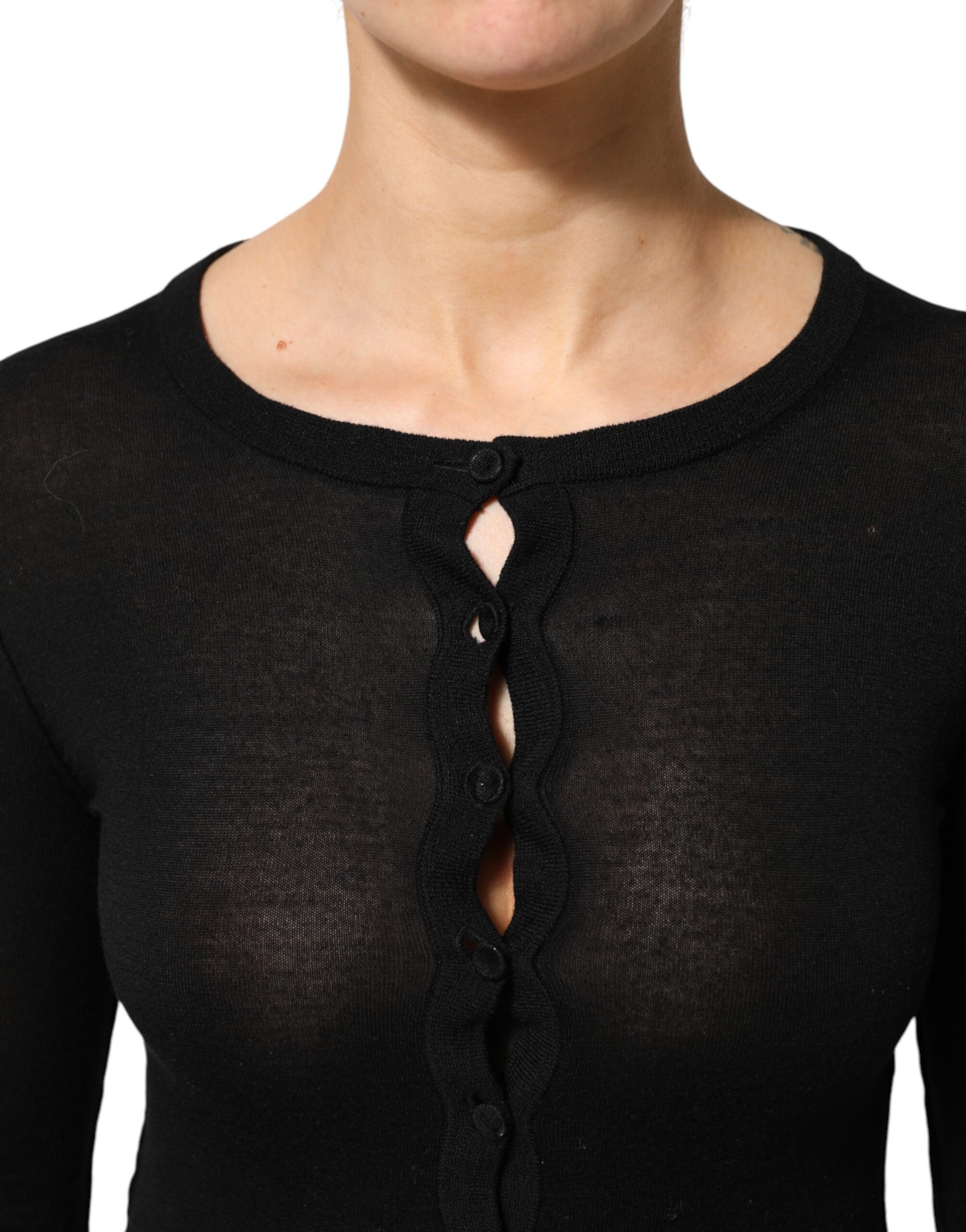 Dolce & Gabbana Black Virgin Wool Buttoned Cardigan Sweater | Regal Royce