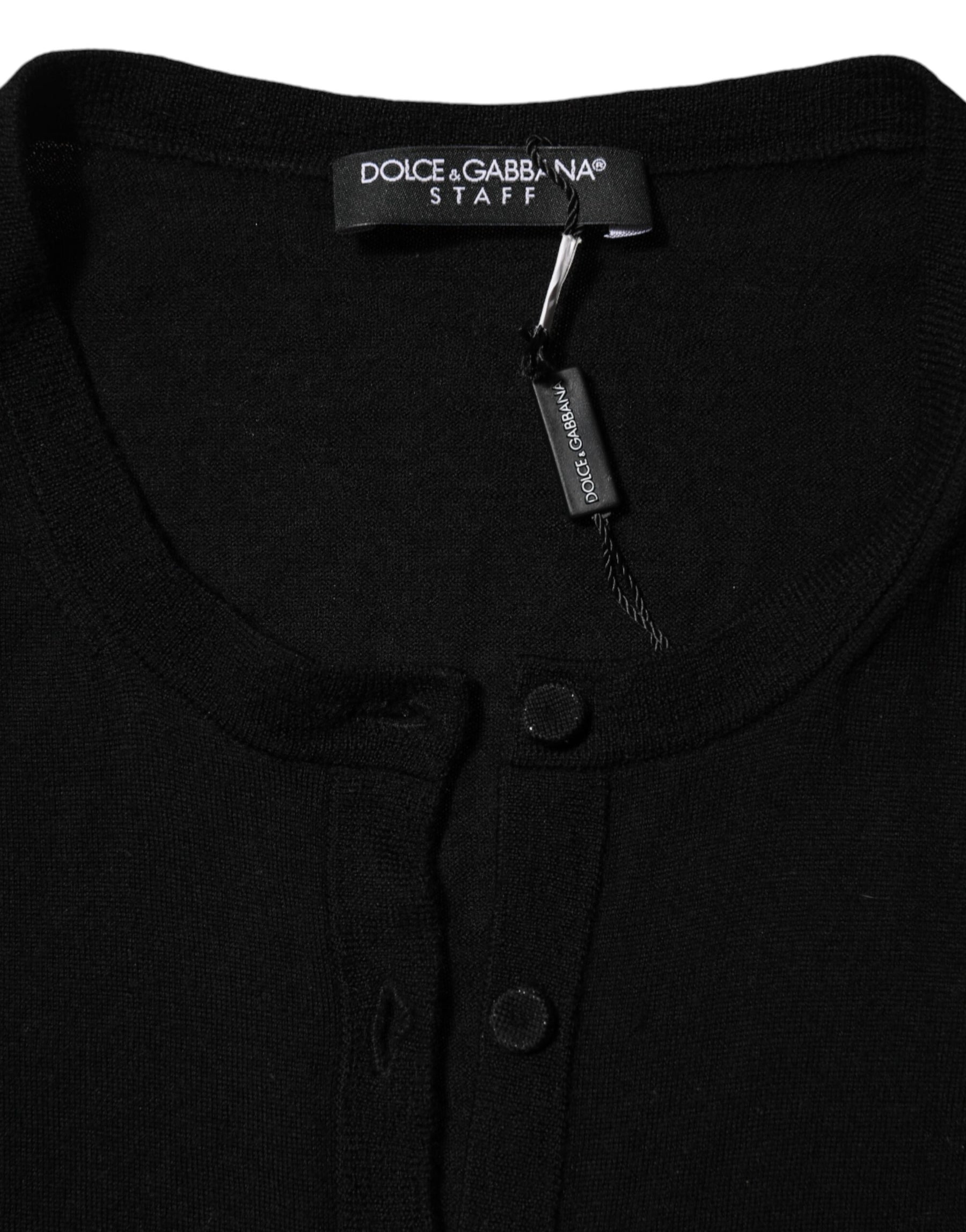 Dolce & Gabbana Black Virgin Wool Buttoned Cardigan Sweater | Regal Royce
