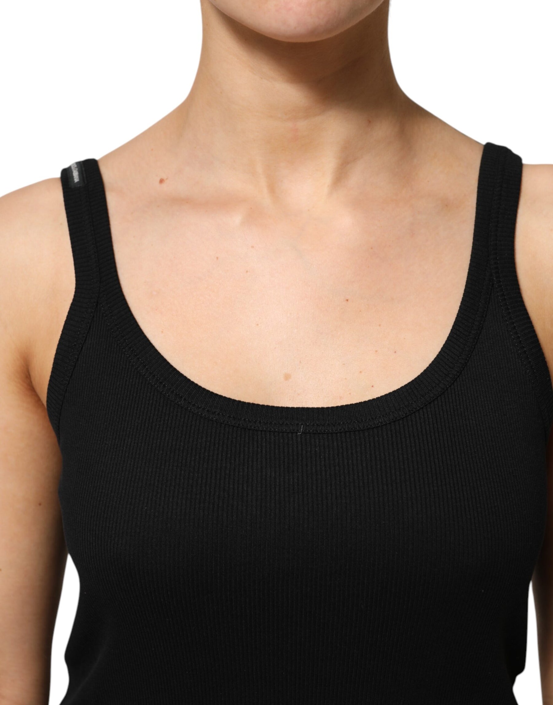 Dolce & Gabbana Black Cotton Sleeveless Women Tank Top | Regal Royce