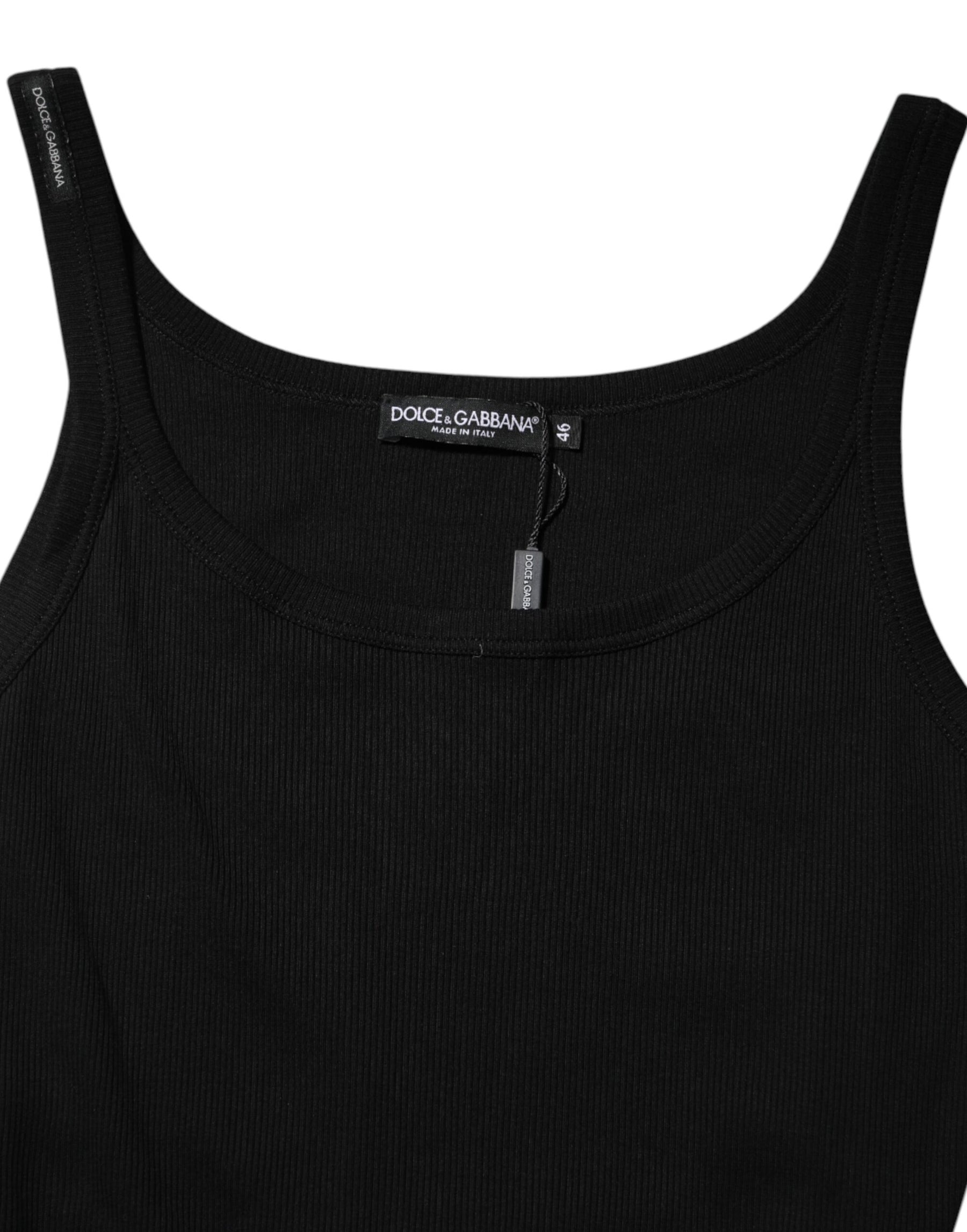 Dolce & Gabbana Black Cotton Sleeveless Women Tank Top | Regal Royce