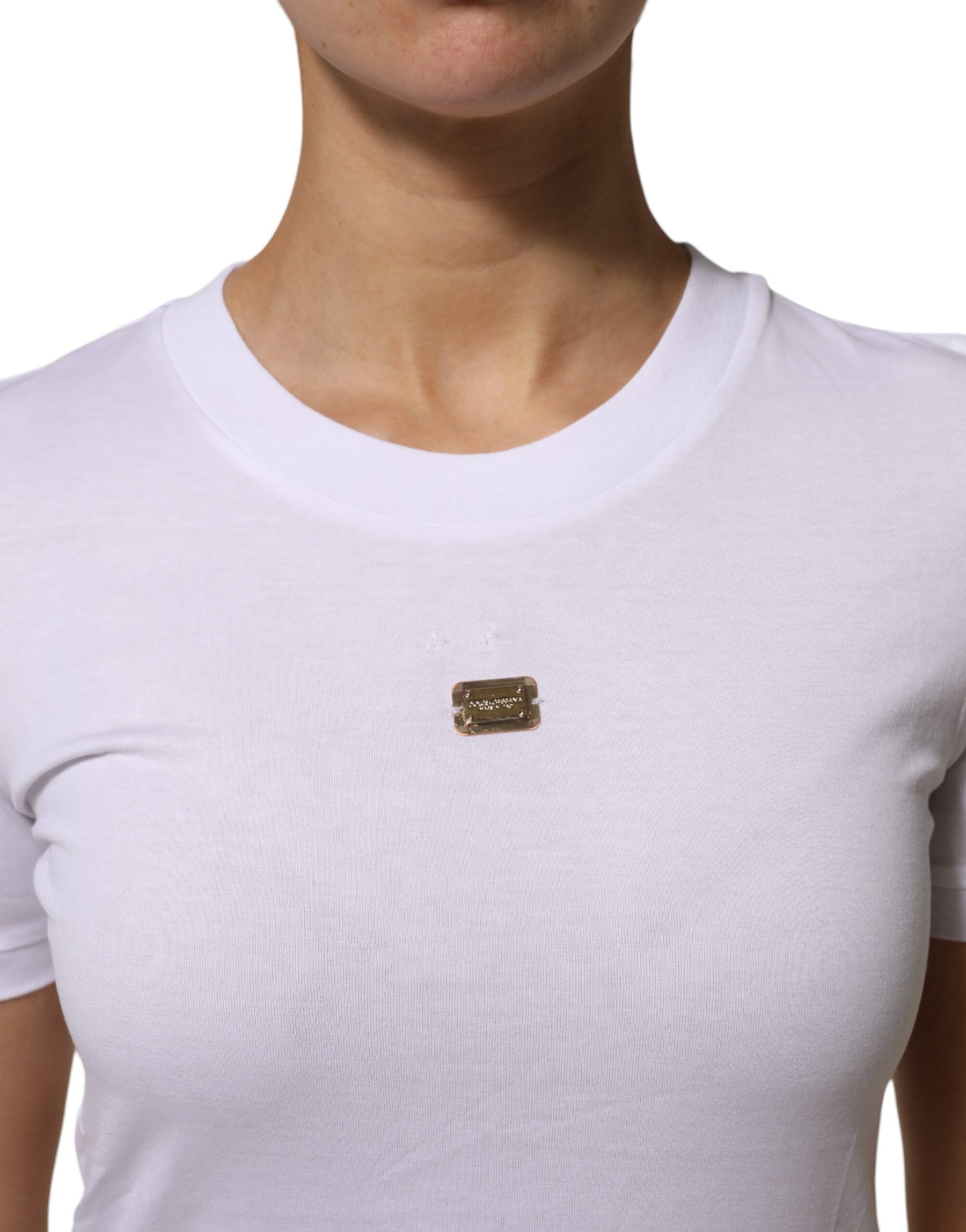 Dolce & Gabbana T-Shirt White Cotton Round Neck Short Sleeves I | Regal Royce