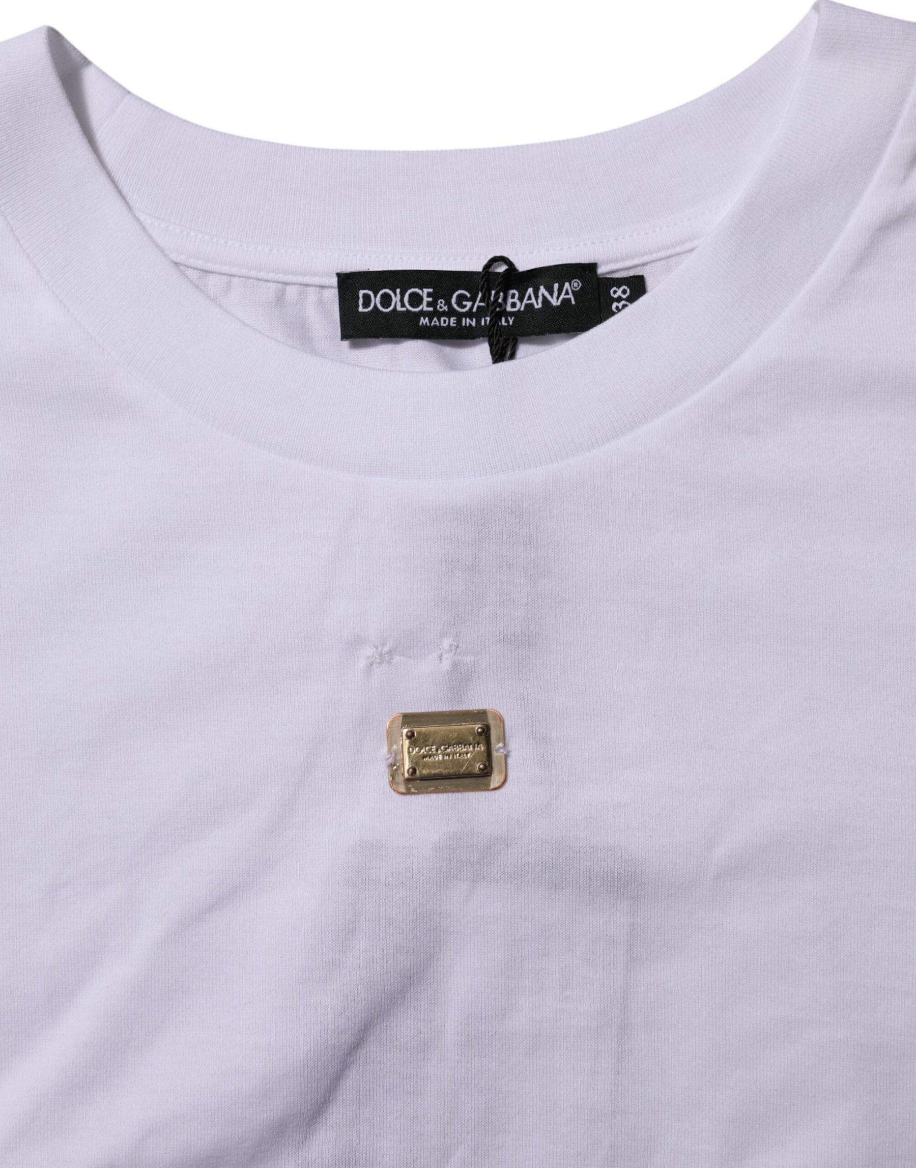 Dolce & Gabbana T-Shirt White Cotton Round Neck Short Sleeves I | Regal Royce
