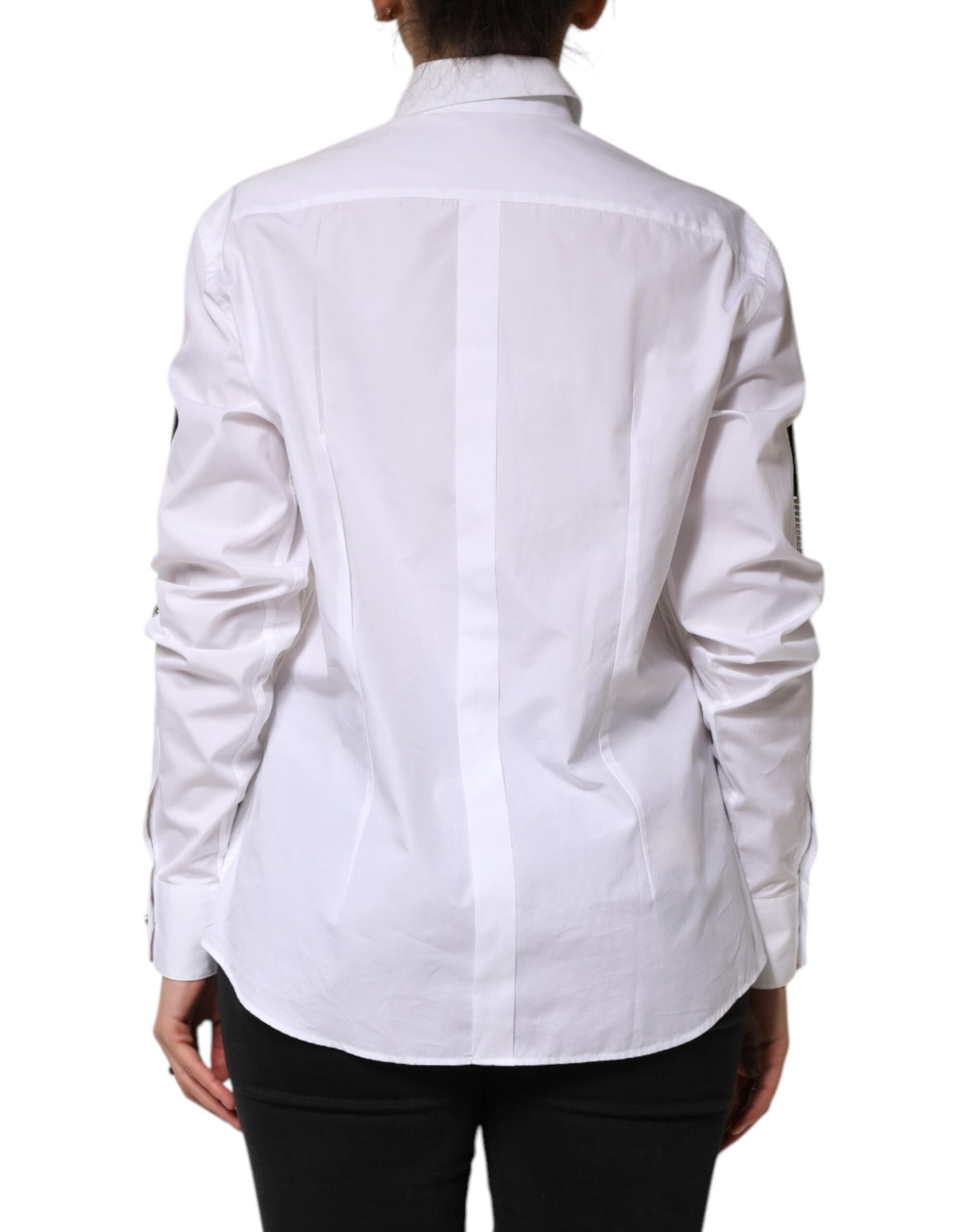 Dolce & Gabbana White Crystal Embellished Dress Shirt Top | Regal Royce