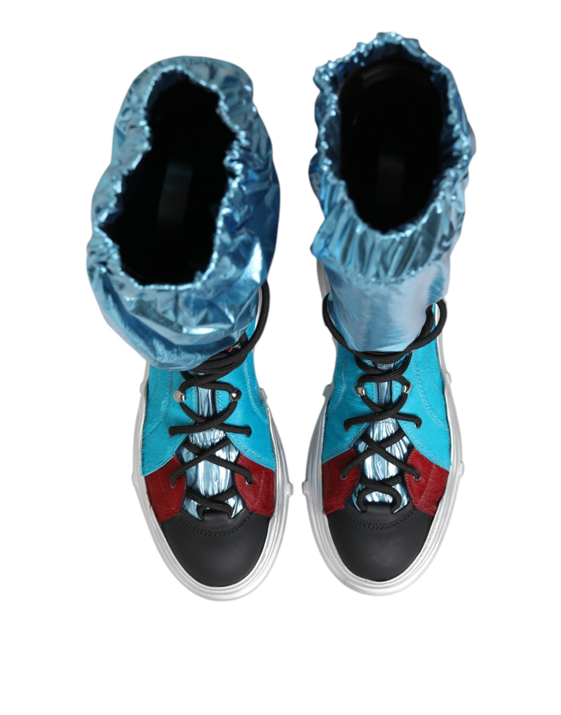 Dolce & Gabbana Blue Lace Up Over The Knee Socks Men Boots Shoes | Regal Royce