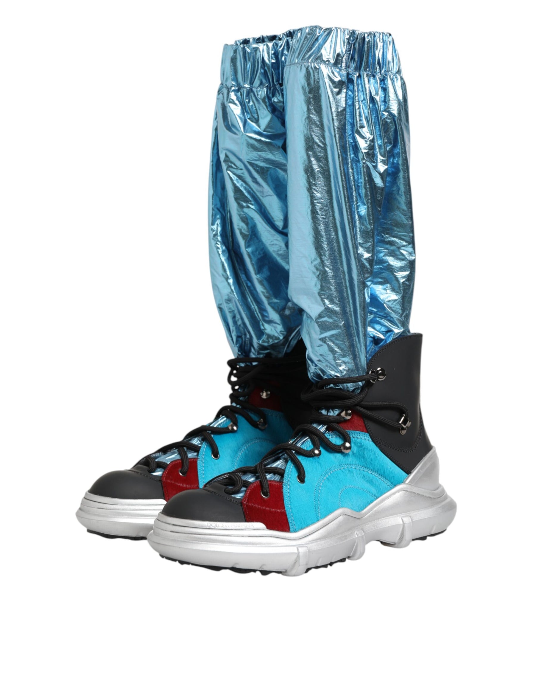 Dolce & Gabbana Blue Lace Up Over The Knee Socks Men Boots Shoes | Regal Royce