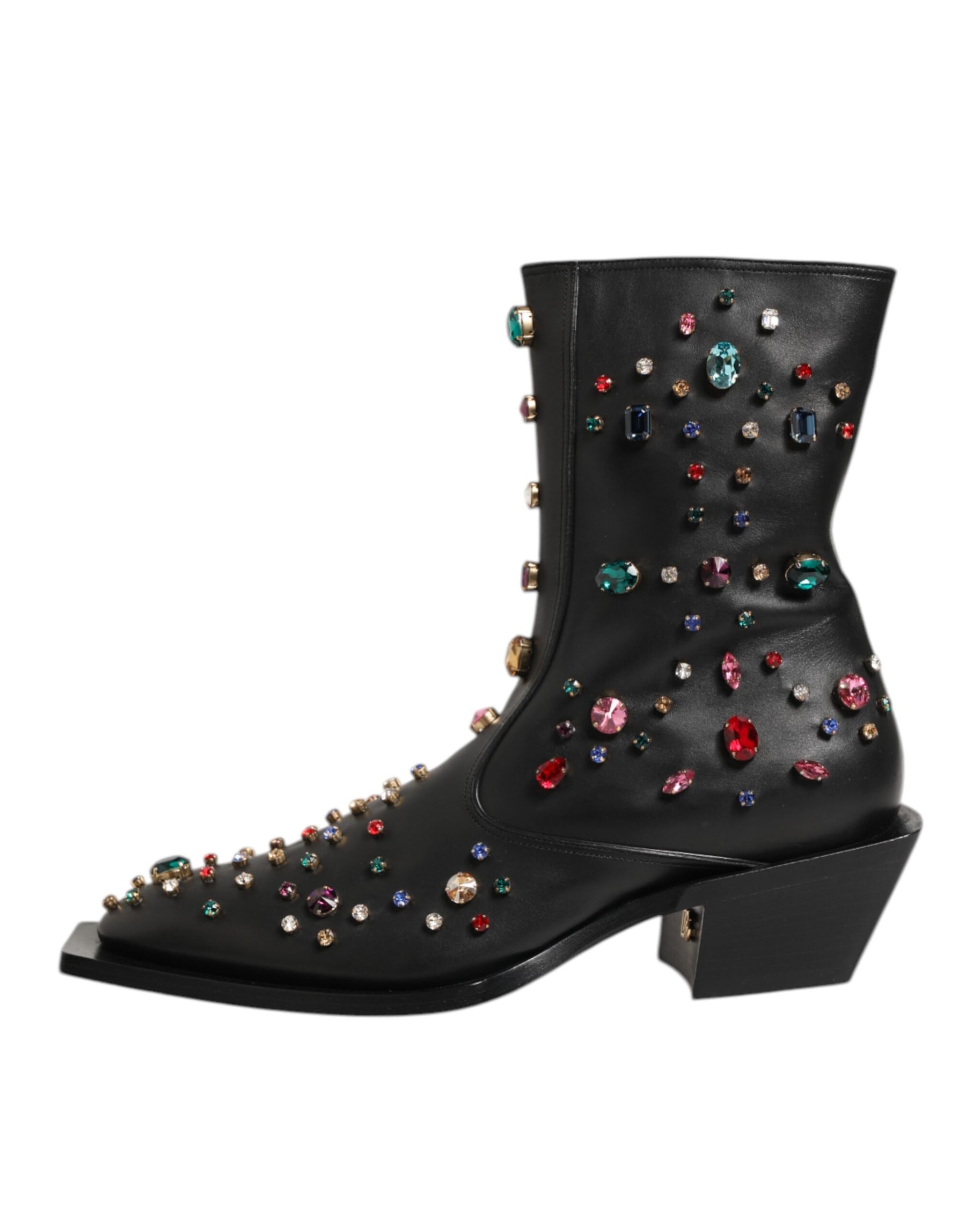 Dolce & Gabbana Black Crystal Embellished Men Short Boots Shoes | Regal Royce
