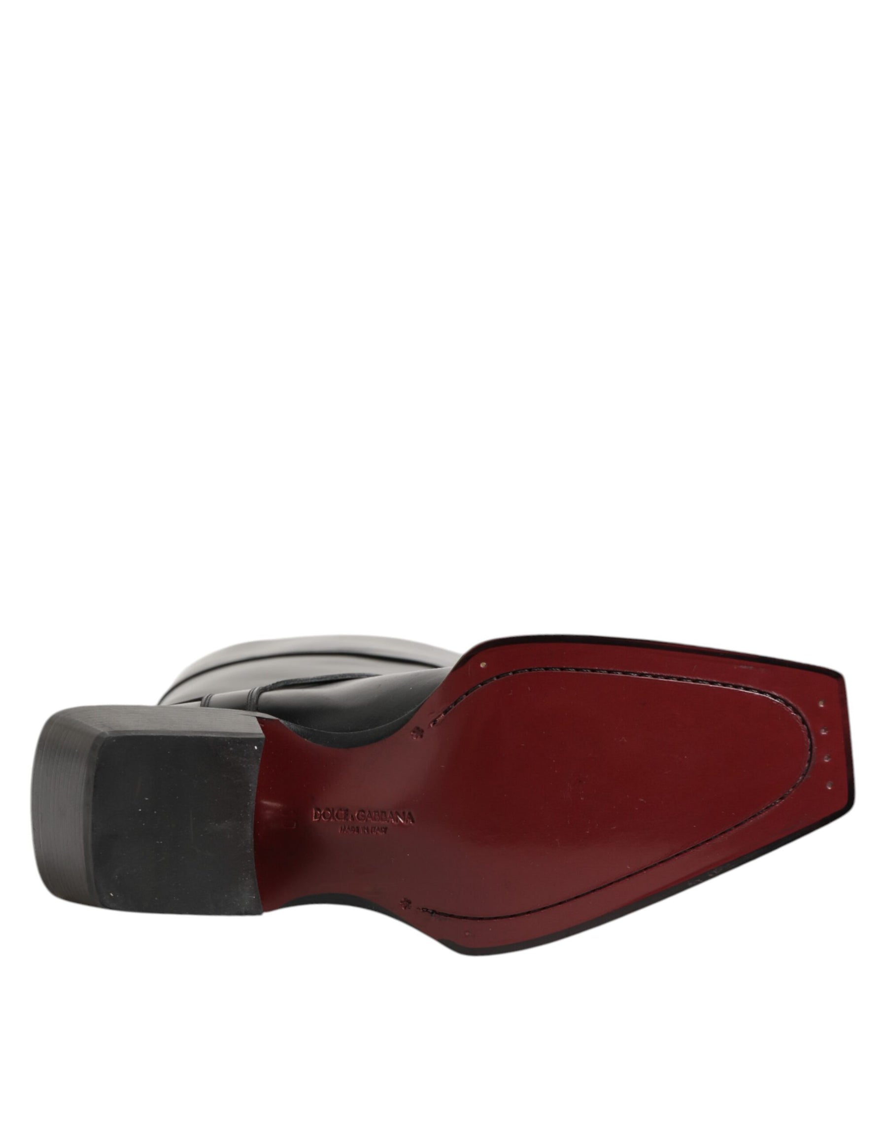 Dolce & Gabbana Black Logo Plaque Over The Calf Boots Shoes | Regal Royce