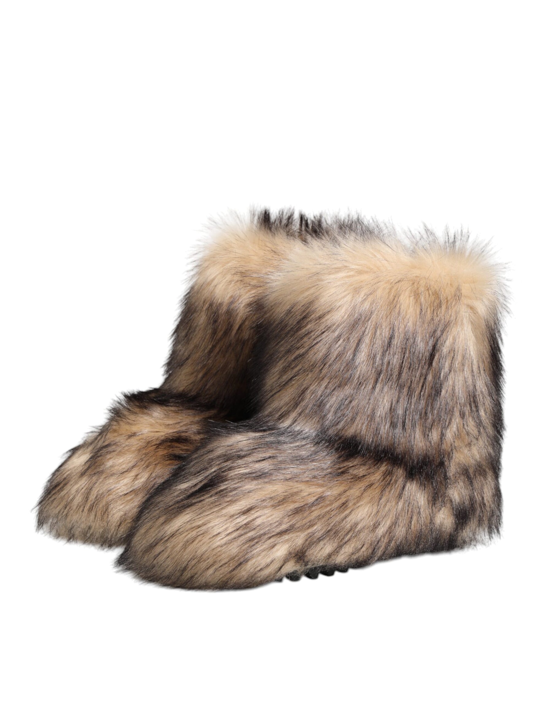 Dolce & Gabbana Brown Faux Skim Ski Fur Men Short Boots Shoes | Regal Royce