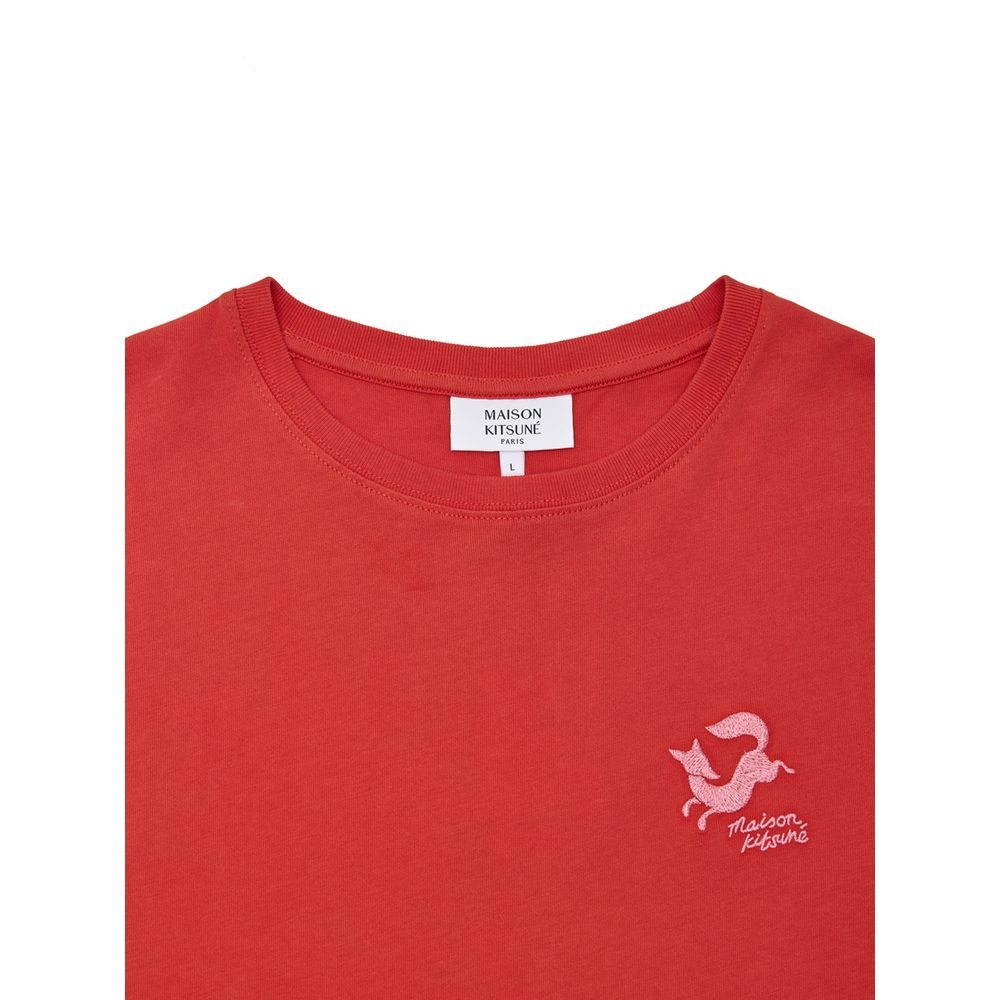 Maison Kitsuné Red Cotton T-Shirt | Regal Royce