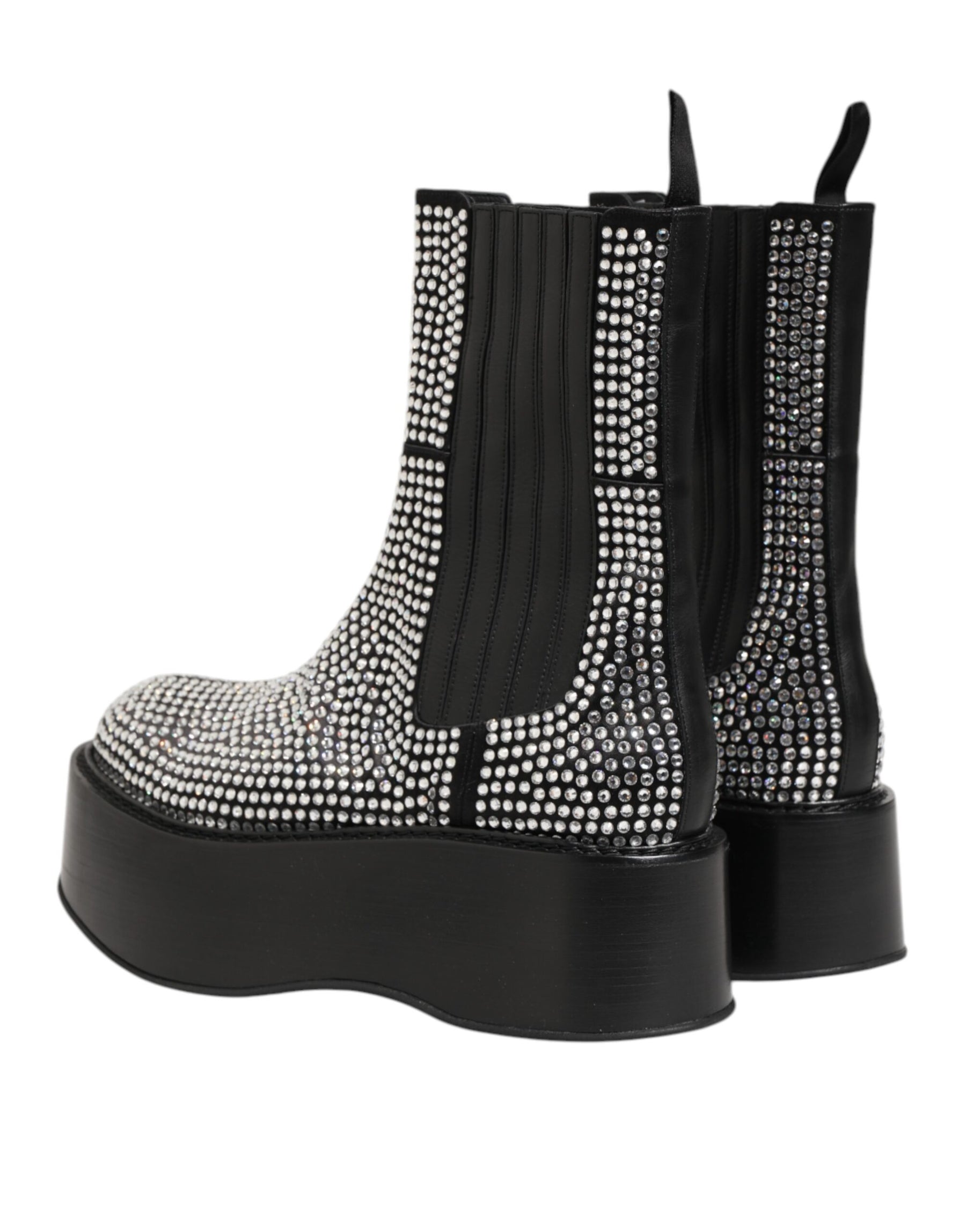 Dolce & Gabbana Black Crystal Strass Mid Calf Short Boots  Shoes | Regal Royce