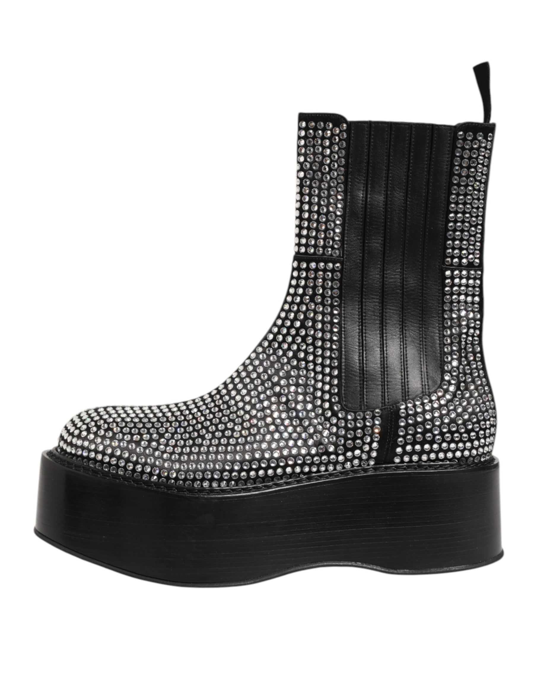 Dolce & Gabbana Black Crystal Strass Mid Calf Short Boots  Shoes | Regal Royce