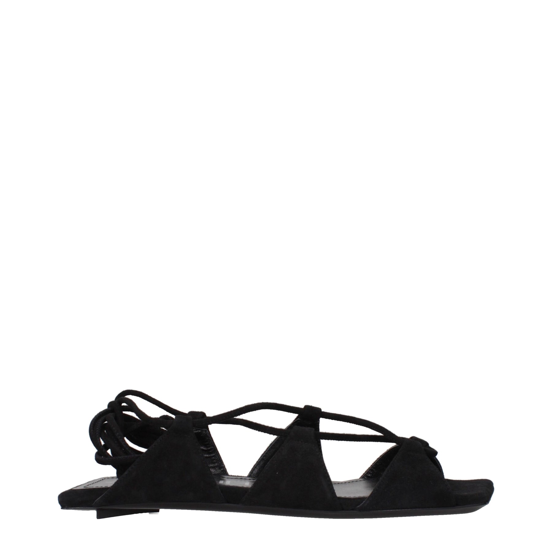 The Attico Black Leather Flat Sandals | Regal Royce