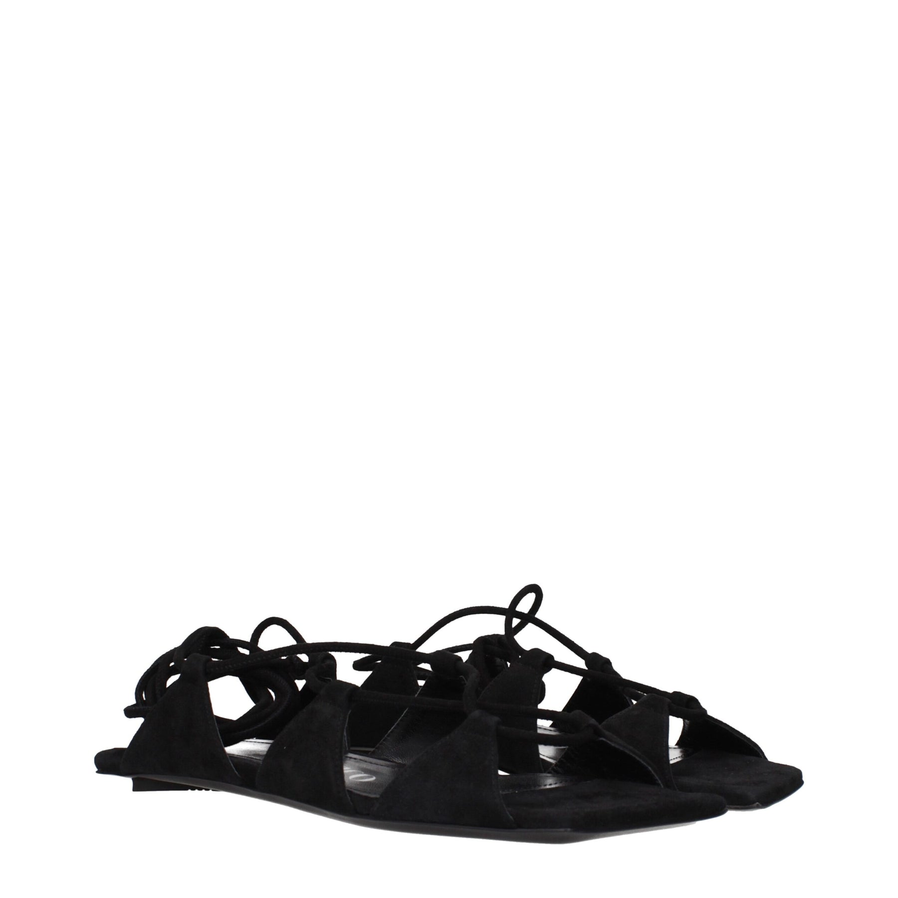 The Attico Black Leather Flat Sandals | Regal Royce