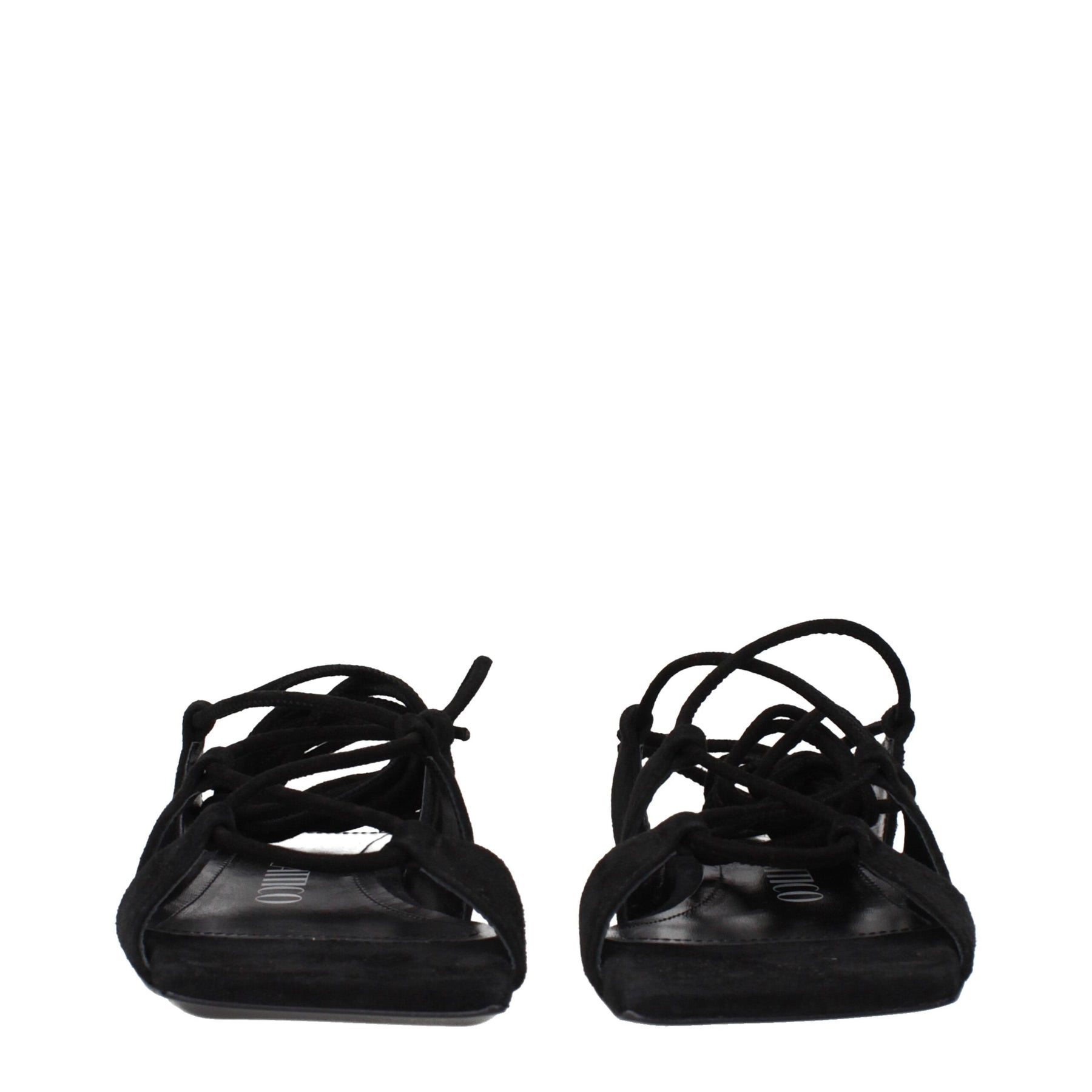 The Attico Black Leather Flat Sandals | Regal Royce