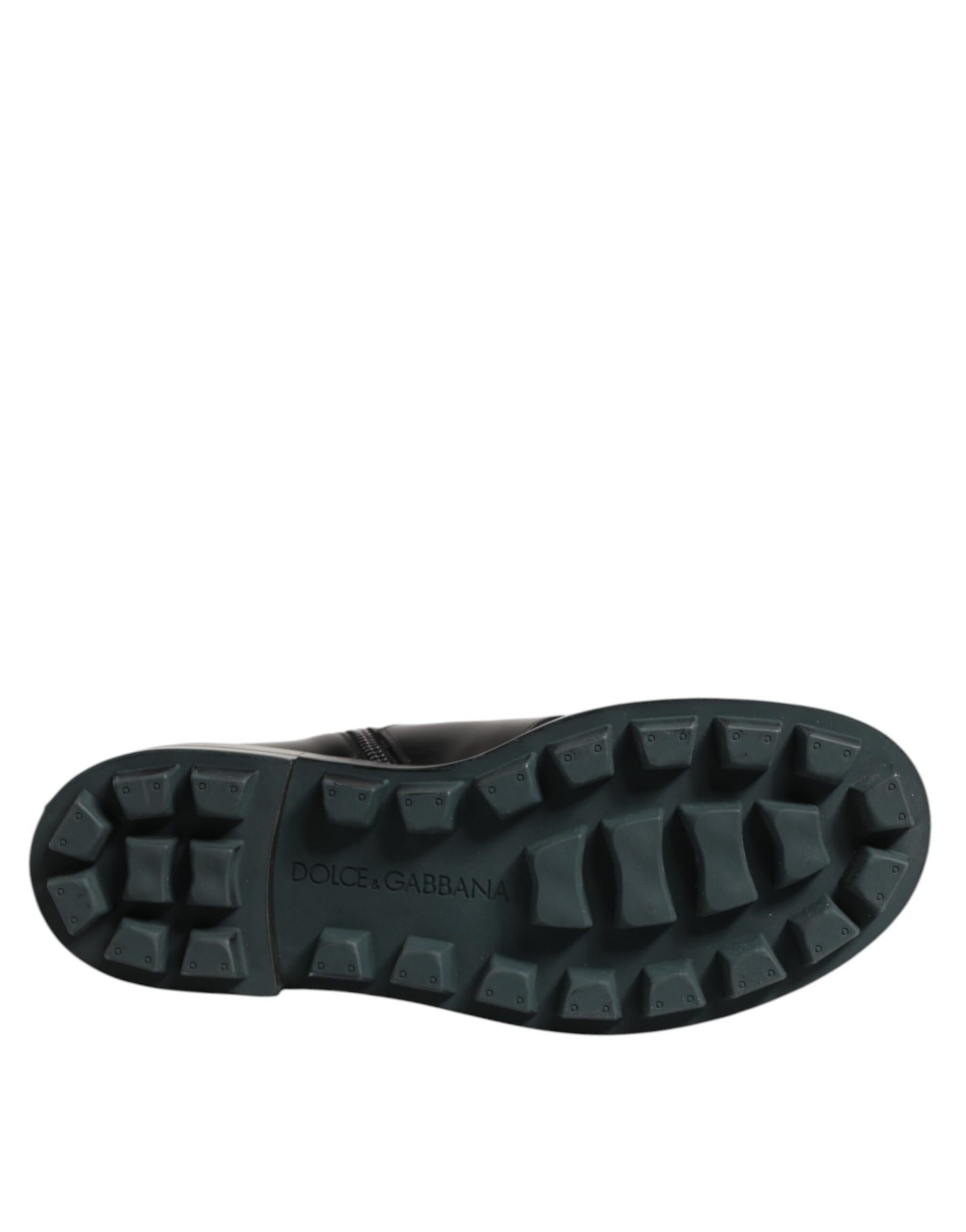 Dolce & Gabbana Black Logo Plaque Mid Calf Biker Boots Shoes | Regal Royce