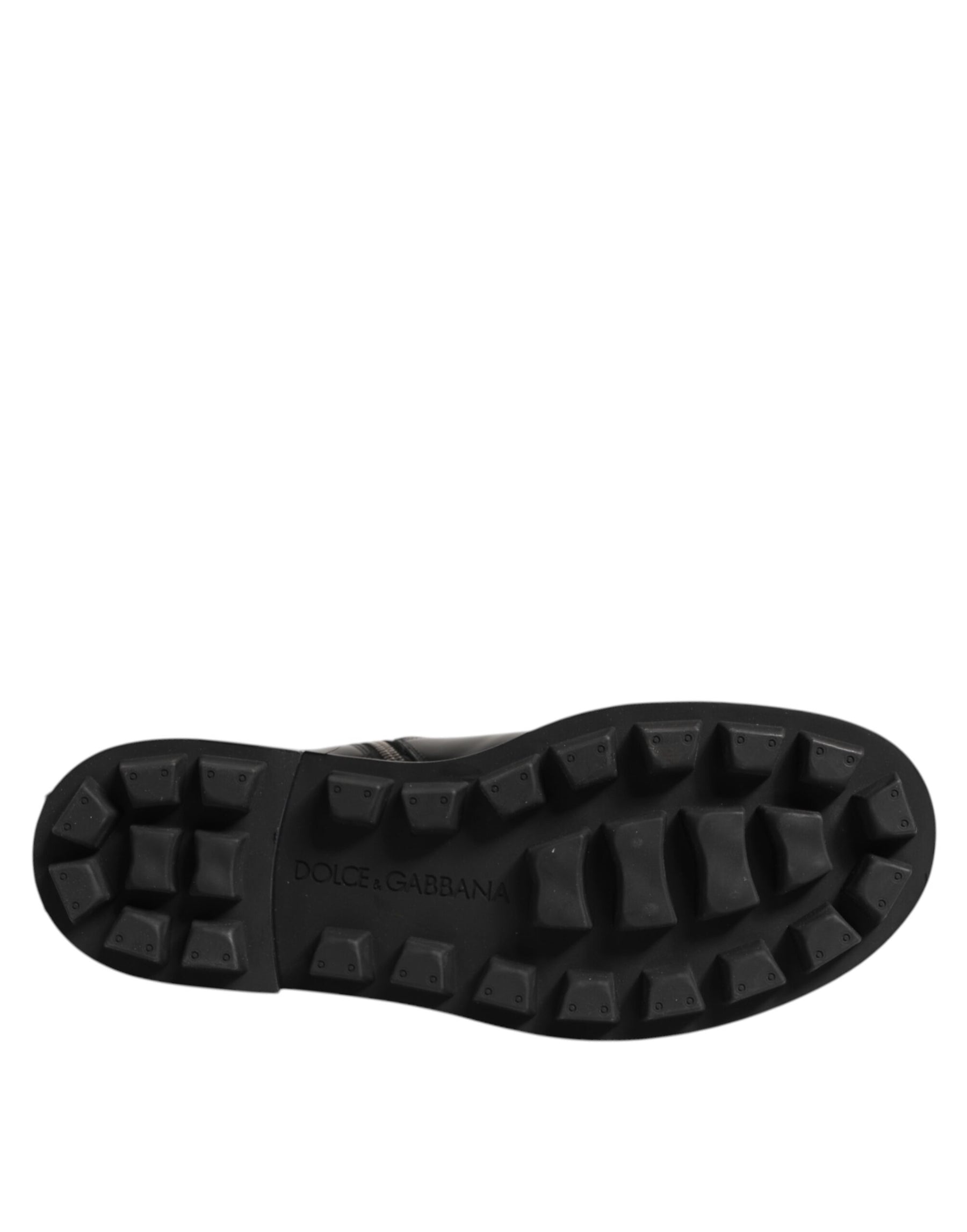 Dolce & Gabbana Black Logo Plaque Mid Calf Biker Boots Shoes | Regal Royce