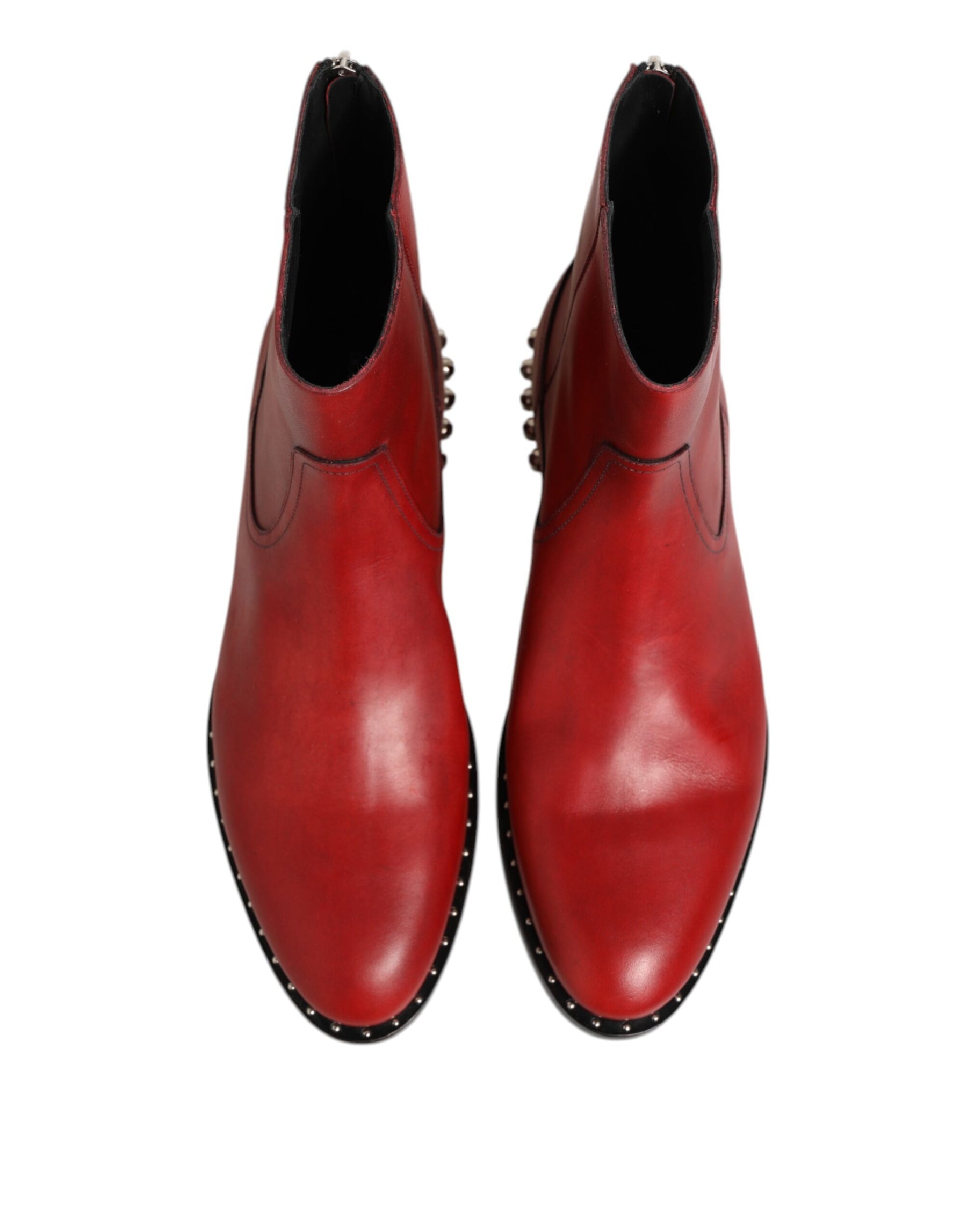 Dolce & Gabbana Red Studded Chelsea Short Ankle Boots Shoes | Regal Royce