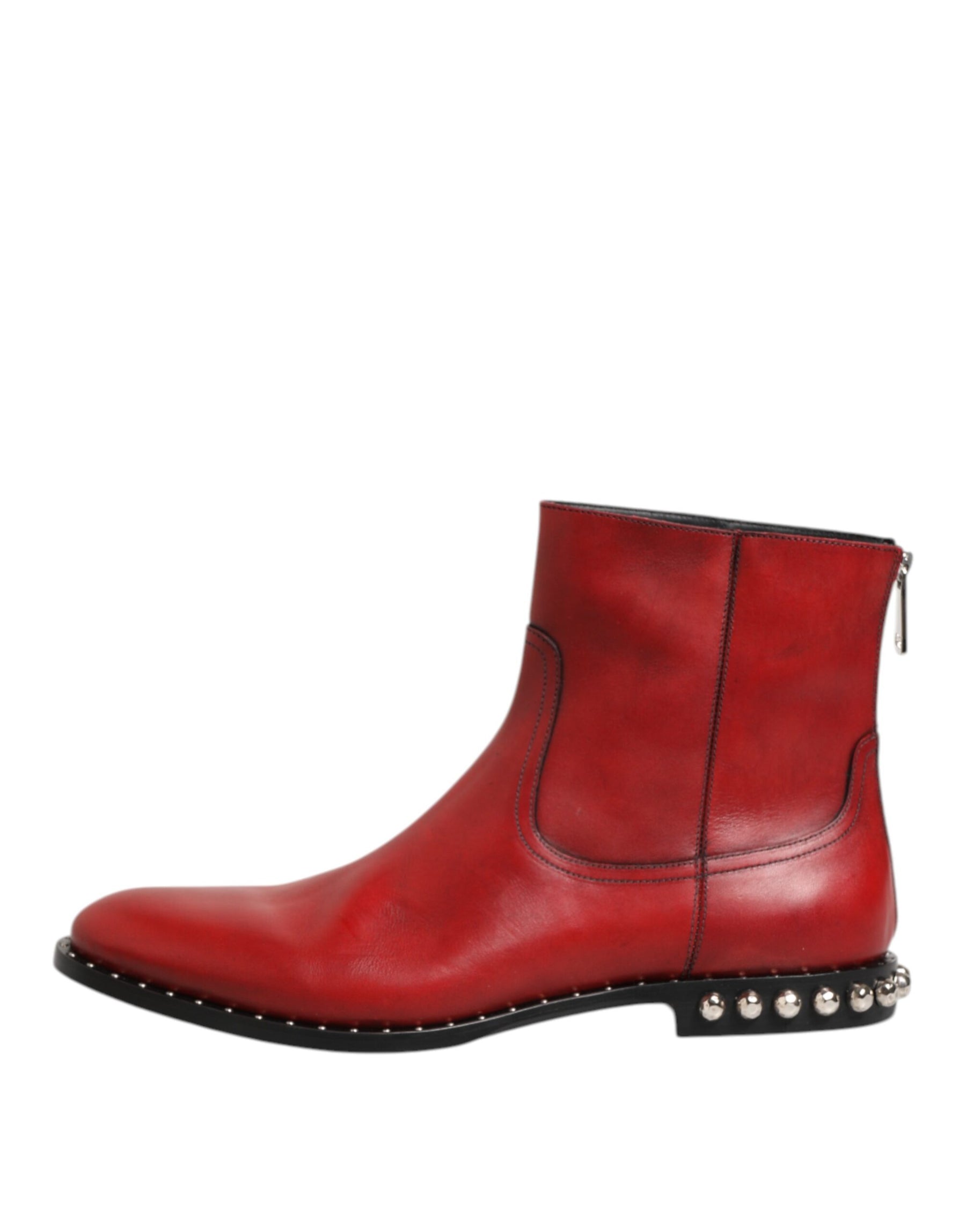 Dolce & Gabbana Red Studded Chelsea Short Ankle Boots Shoes | Regal Royce