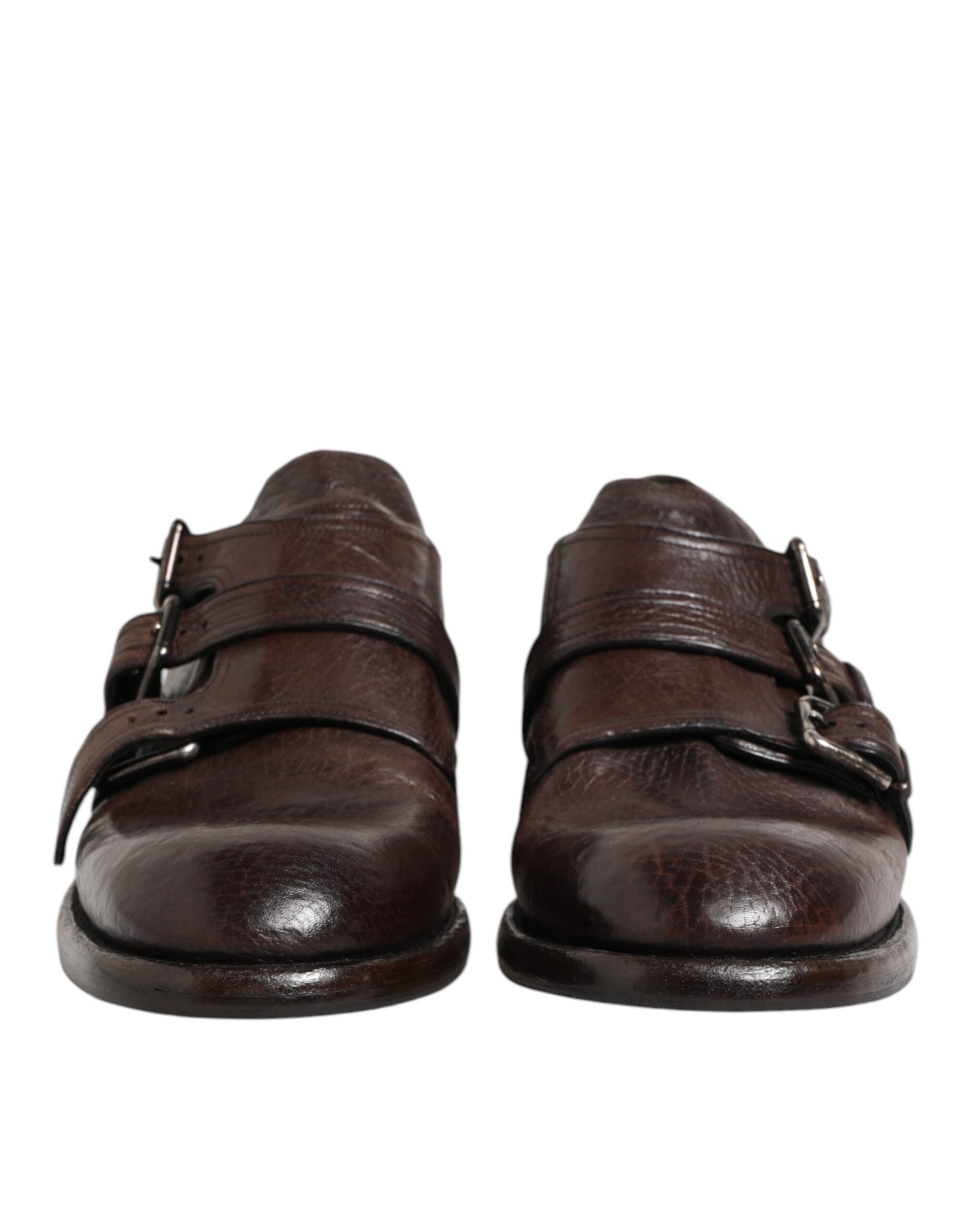 Dolce & Gabbana Brown Leather Monk Strap Formal Derby Shoes | Regal Royce