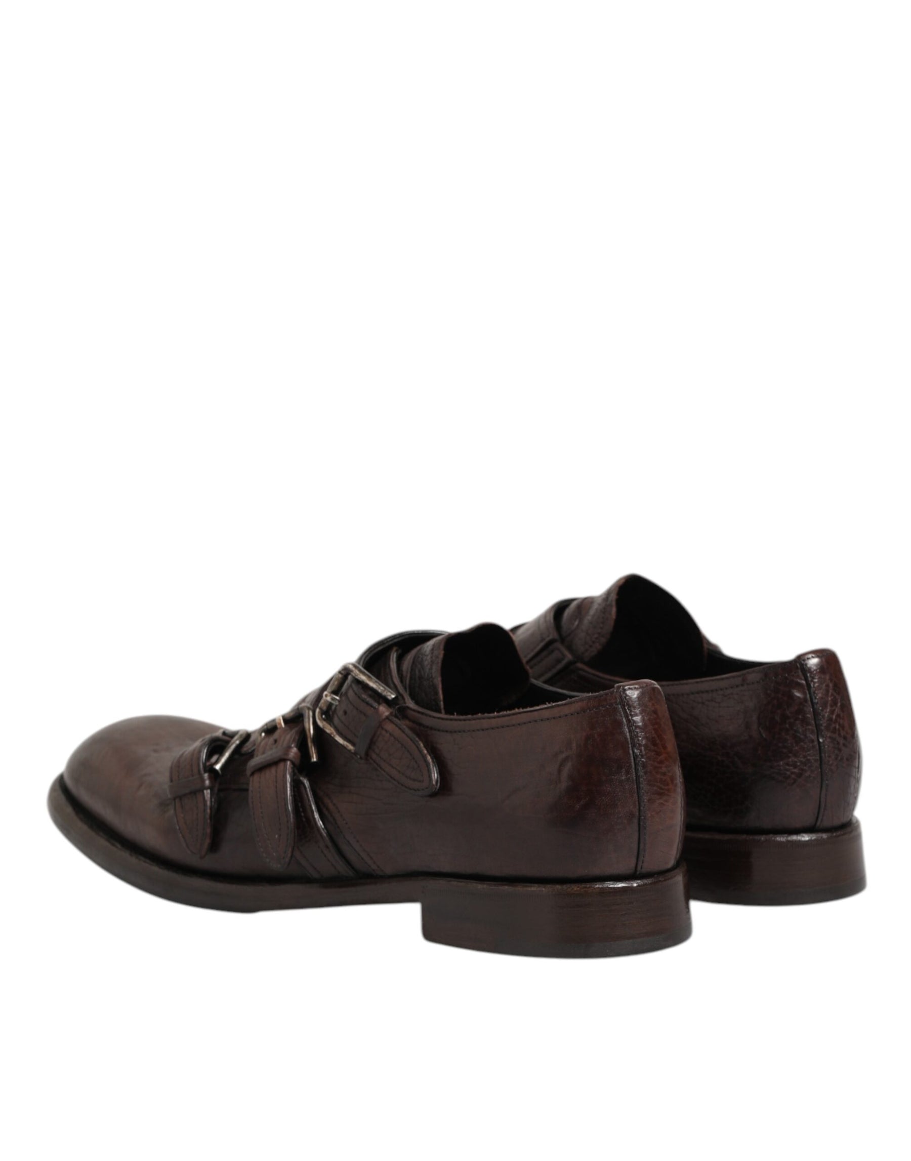 Dolce & Gabbana Brown Leather Monk Strap Formal Derby Shoes | Regal Royce
