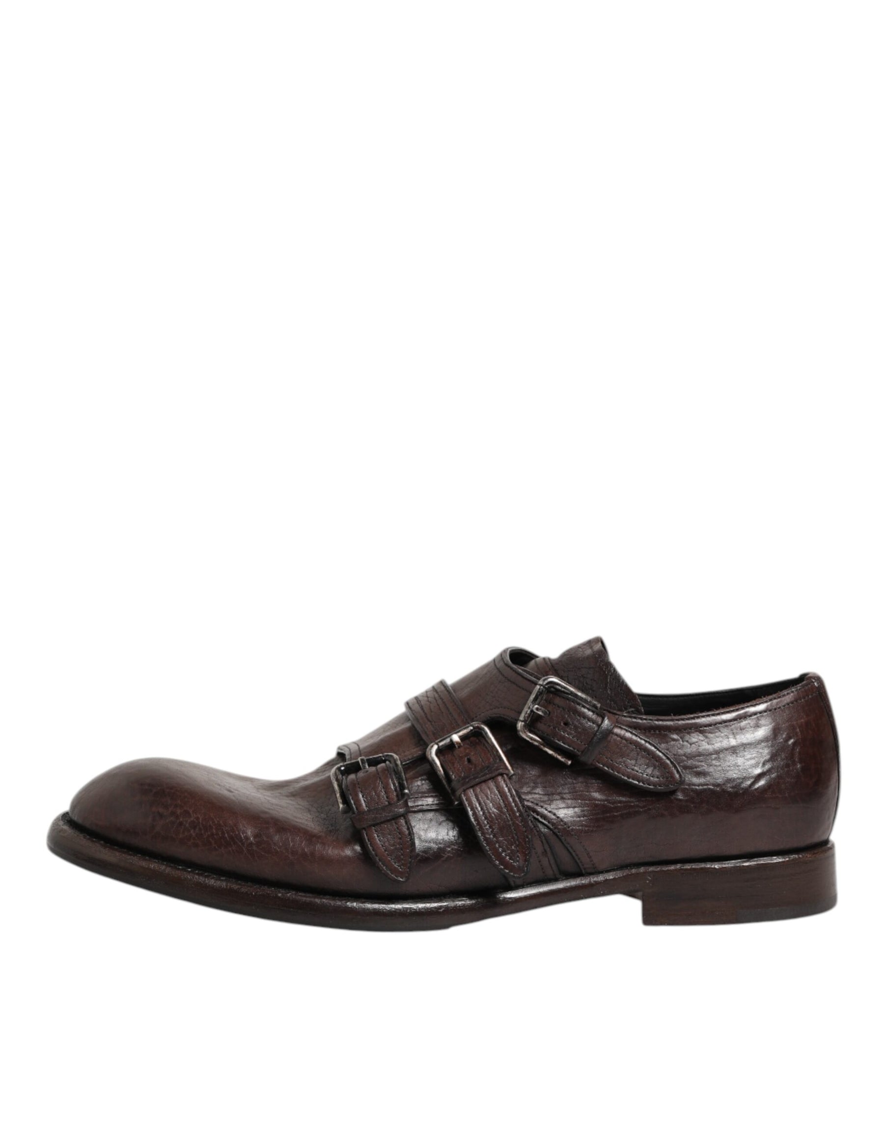 Dolce & Gabbana Brown Leather Monk Strap Formal Derby Shoes | Regal Royce