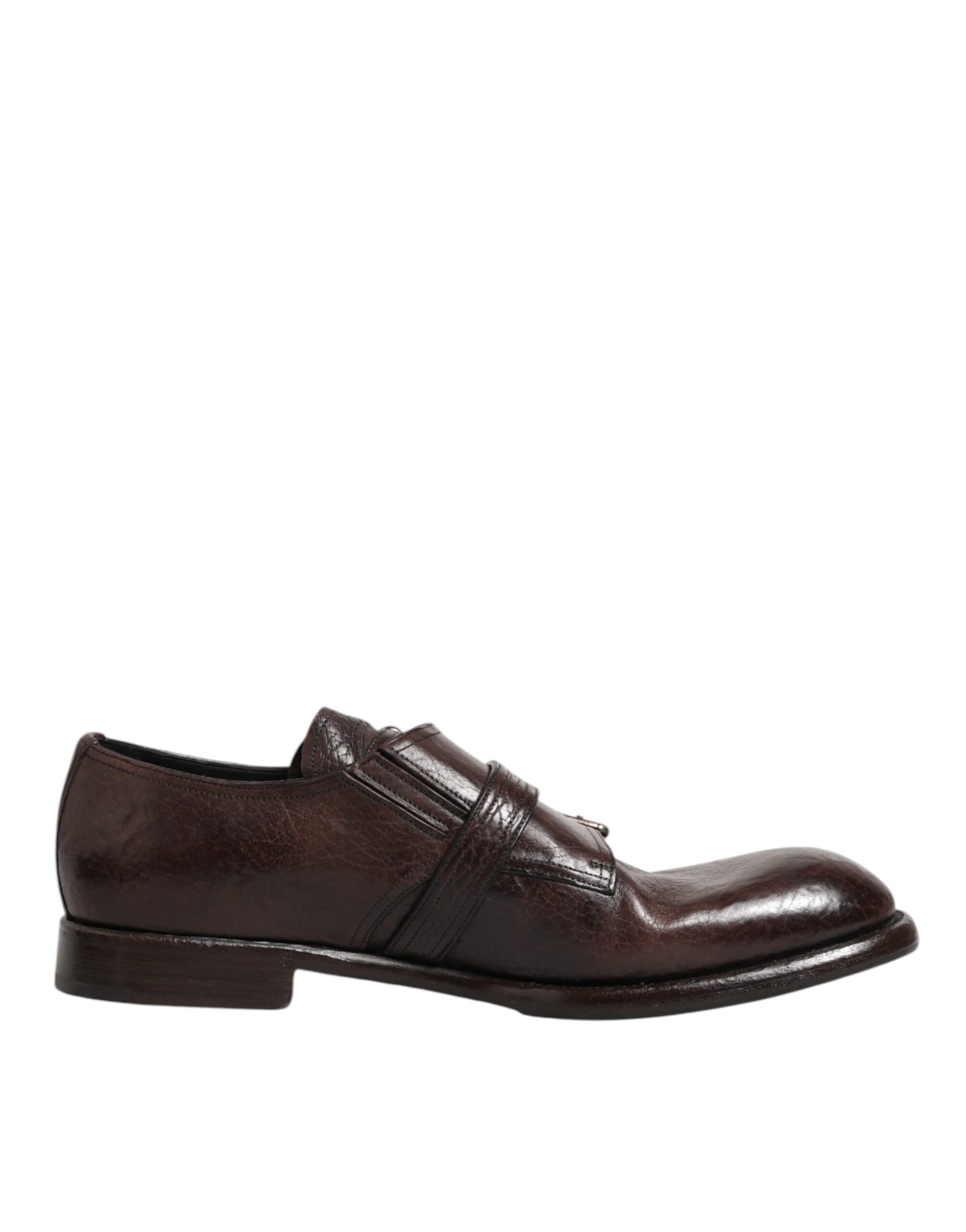 Dolce & Gabbana Brown Leather Monk Strap Formal Derby Shoes | Regal Royce