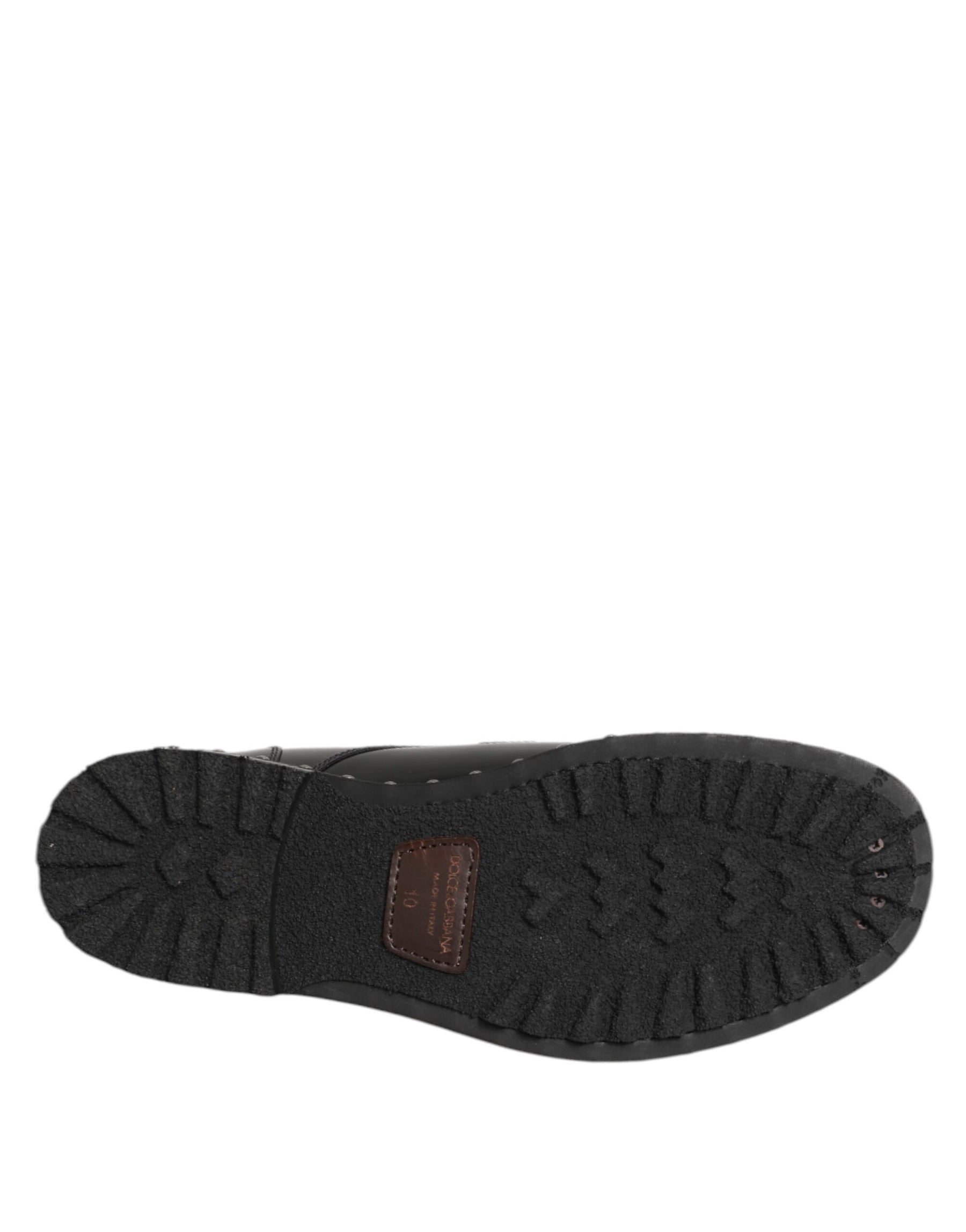 Dolce & Gabbana Black Leather Studded Men Formal Derby Shoes | Regal Royce