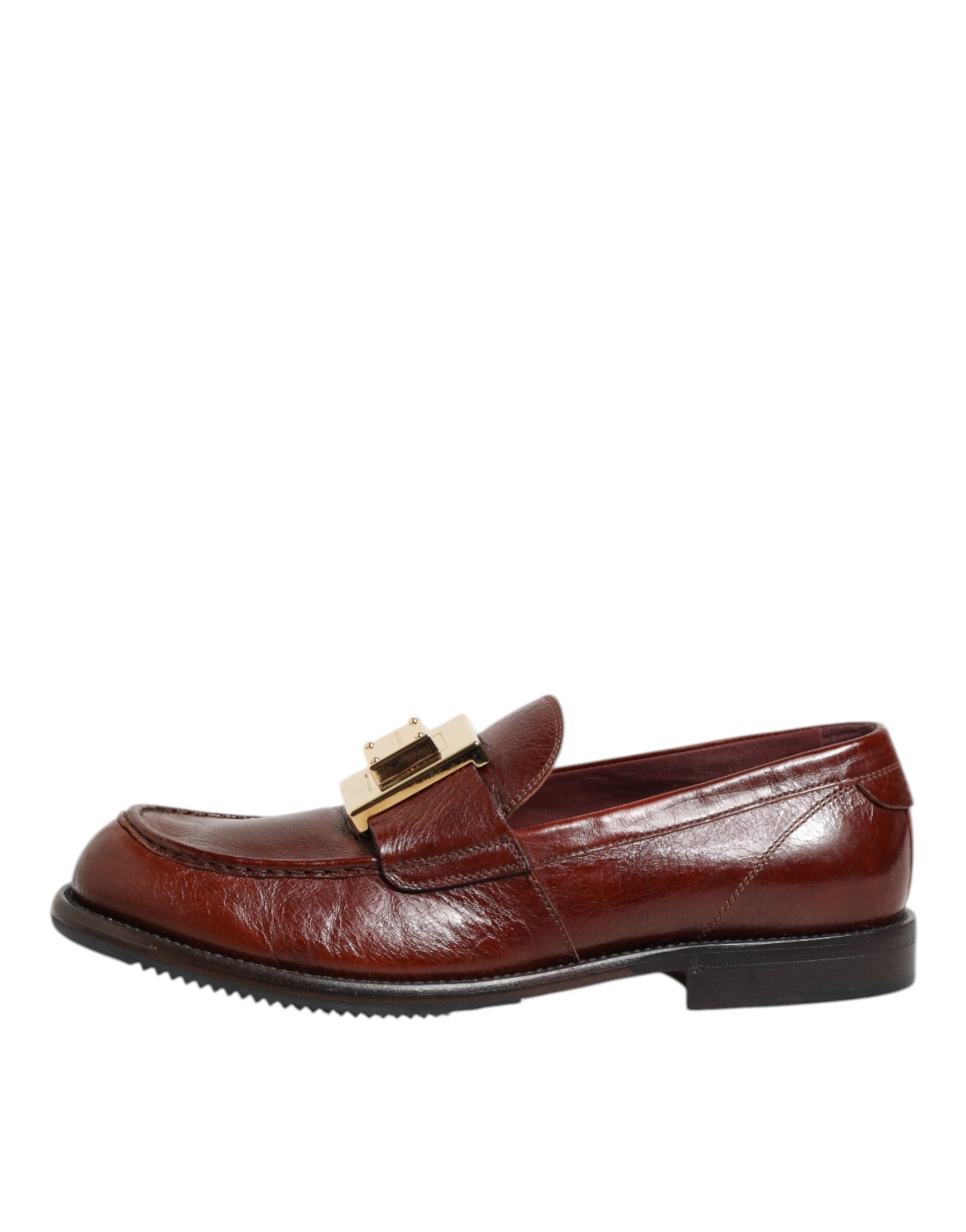 Dolce & Gabbana Brown Leather Logo Slip On Men Dress Shoes | Regal Royce