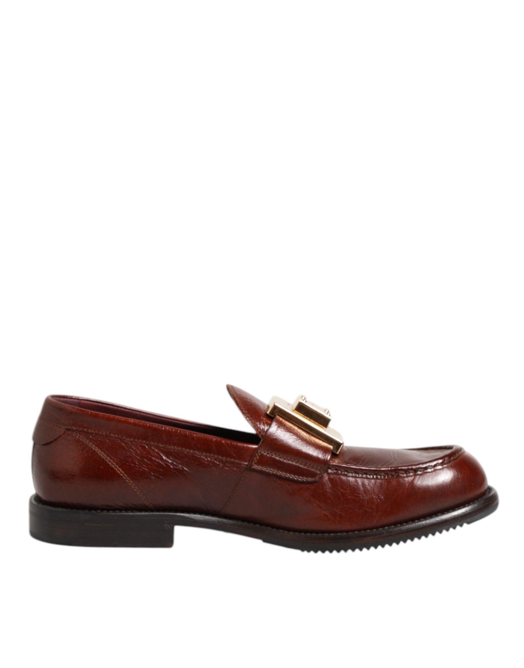 Dolce & Gabbana Brown Leather Logo Slip On Men Dress Shoes | Regal Royce