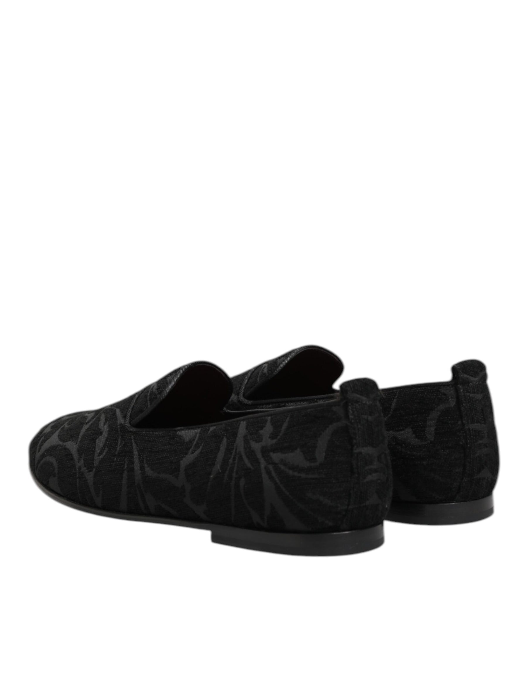 Dolce & Gabbana Black Brocade Loafers Slip On Men Dress Shoes | Regal Royce